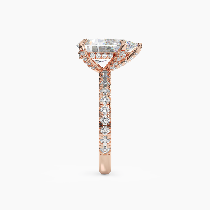 Breeze Pear Hidden Halo 1 Carat Lab Grown Diamond Engagement Ring in 18K Yellow Gold