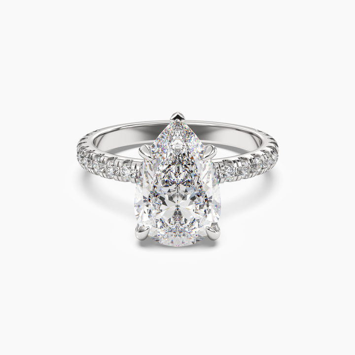 Breeze Pear Hidden Halo 1.5 Carat Lab Grown Diamond Engagement Ring in 18K White Gold