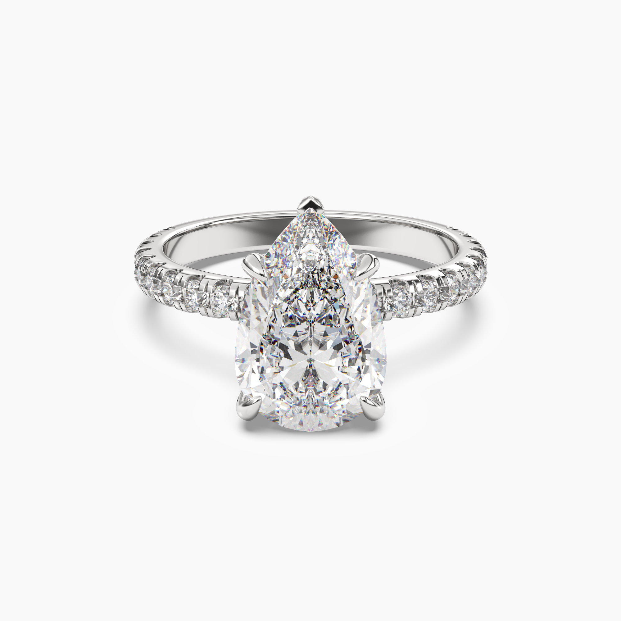 Breeze Pear Hidden Halo 2 Carat Lab Grown Diamond Engagement Ring in 14K Yellow Gold