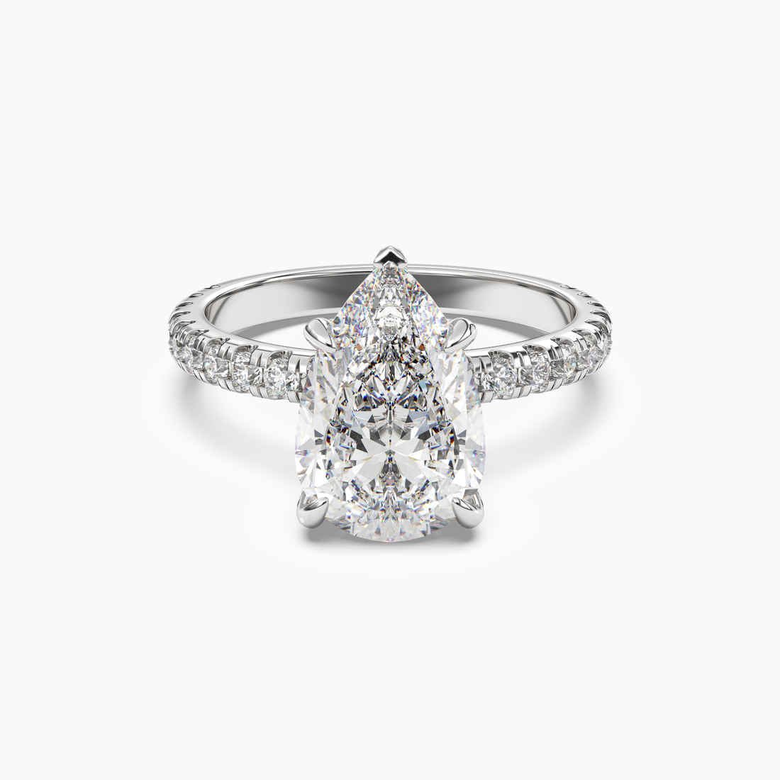 Breeze Pear Hidden Halo 2 Carat Lab Grown Diamond Engagement Ring in 14K Yellow Gold