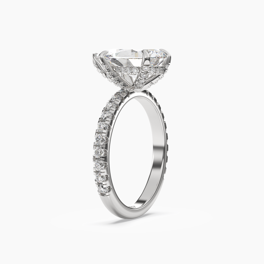 Breeze Pear Hidden Halo 2.5 Carat Lab Grown Diamond Engagement Ring in 18K Yellow Gold