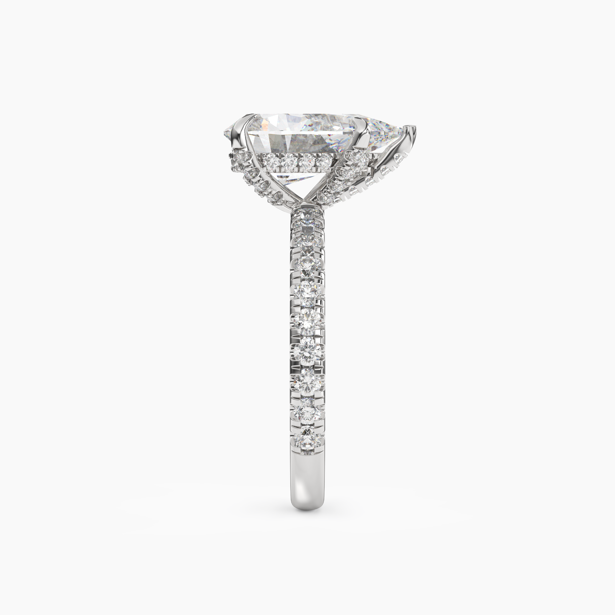 Breeze Pear Hidden Halo 1.5 Carat Lab Grown Diamond Engagement Ring in 18K Yellow Gold