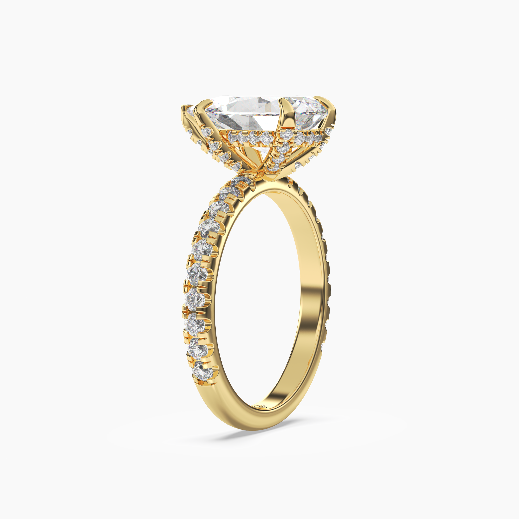 Breeze Pear Hidden Halo 2.5 Carat Lab Grown Diamond Engagement Ring in 18K Yellow Gold