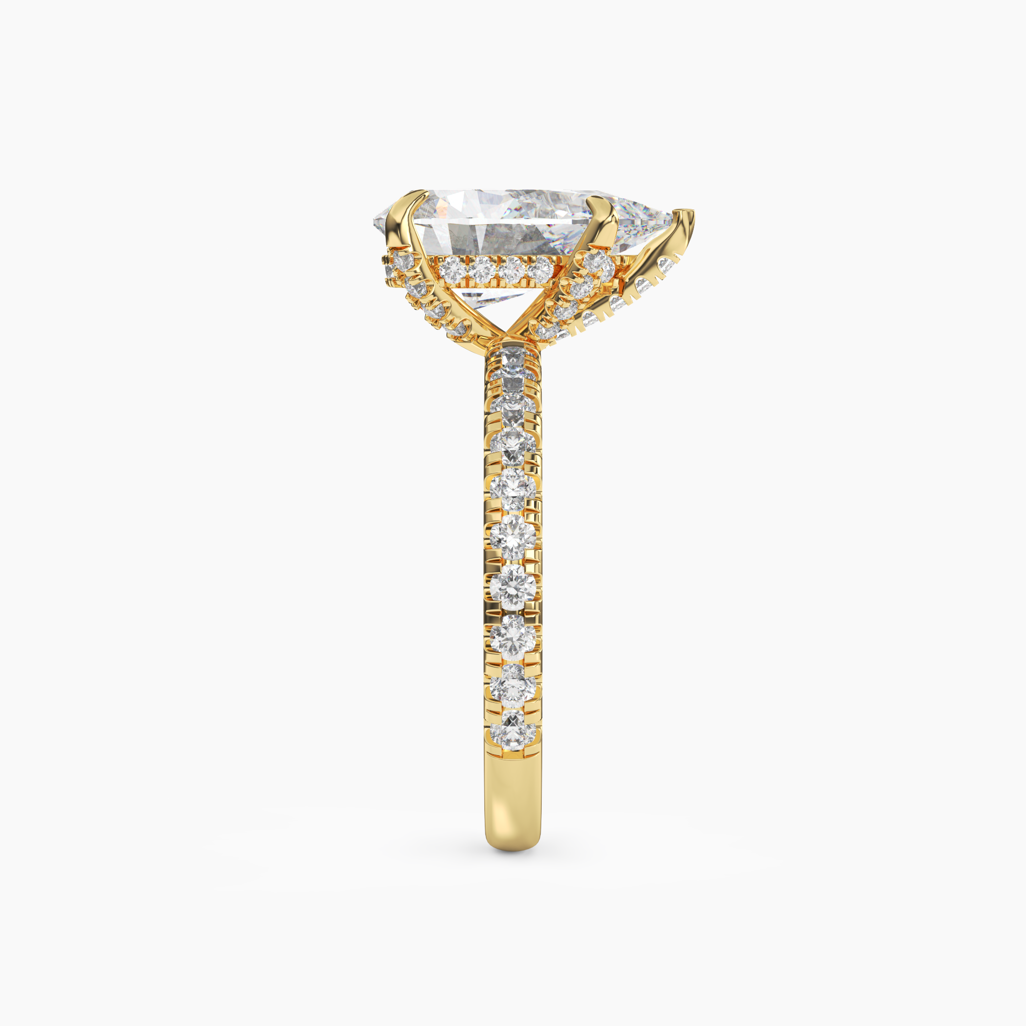 Breeze Pear Hidden Halo 3 Carat Lab Grown Diamond Engagement Ring in 18K Rose Gold