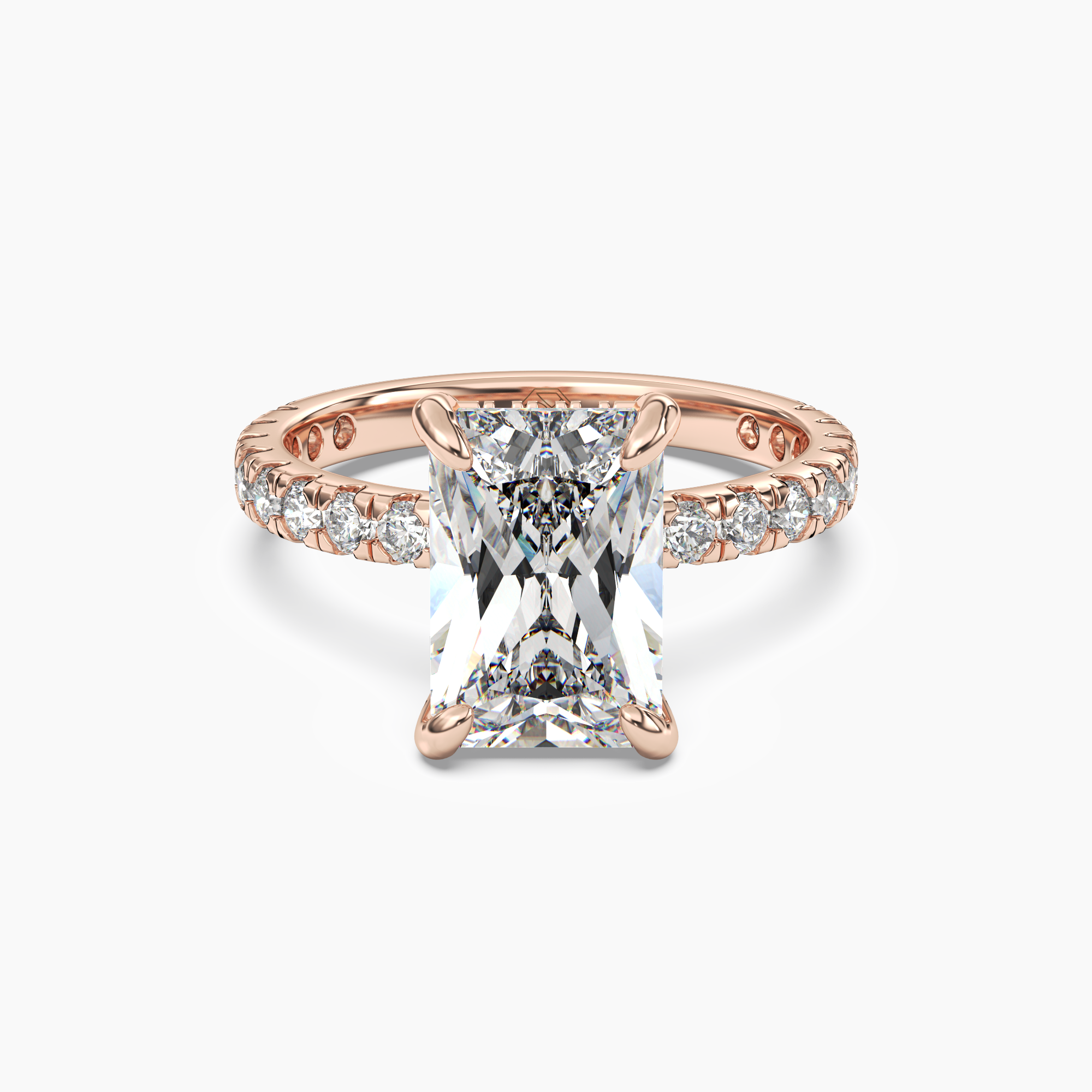 Breeze Radiant Hidden Halo Diamond Ring Setting in 14K White Gold