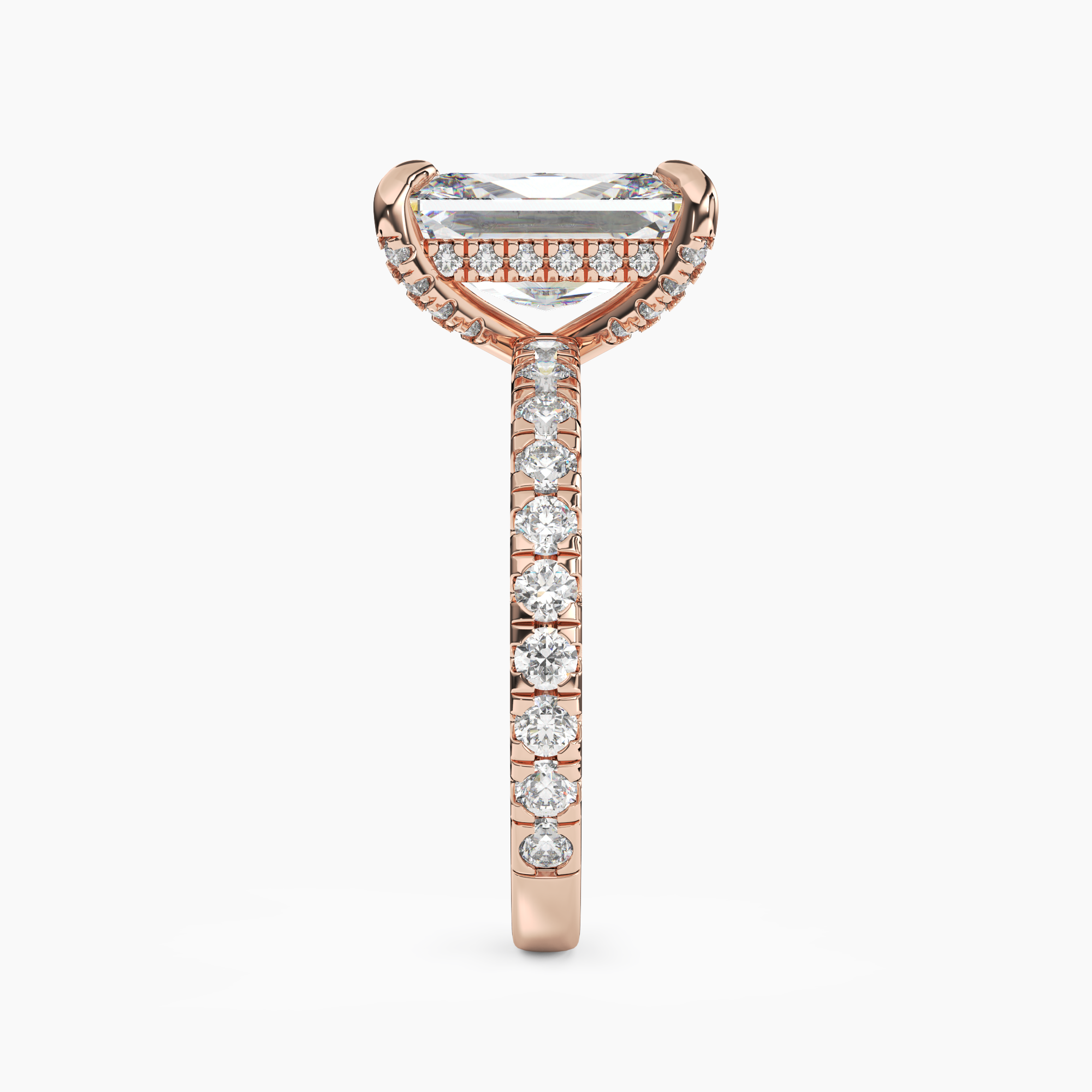 Breeze Radiant Hidden Halo 3 Carat Lab Grown Diamond Engagement Ring in 18K White Gold