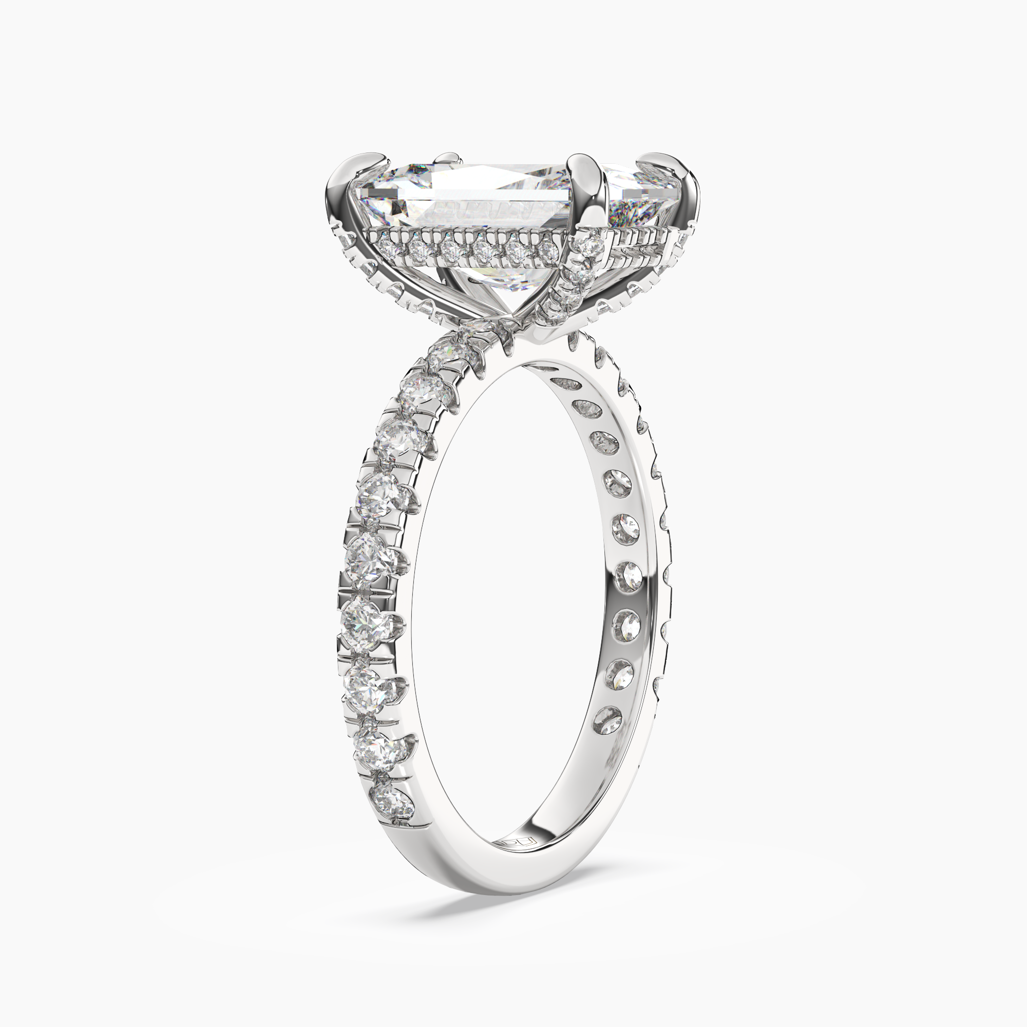 Breeze Radiant Hidden Halo Diamond Ring Setting in 14K Rose Gold