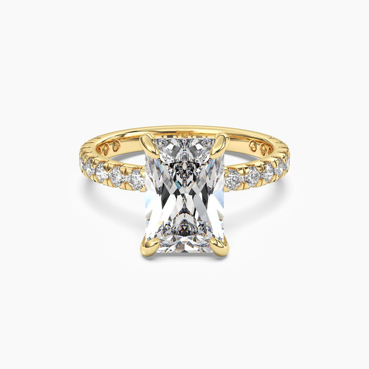 Breeze Radiant Hidden Halo 3 Carat Lab Grown Diamond Engagement Ring in 18K Yellow Gold