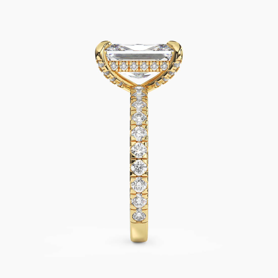 Breeze Radiant Hidden Halo Diamond Ring Setting in 14K White Gold