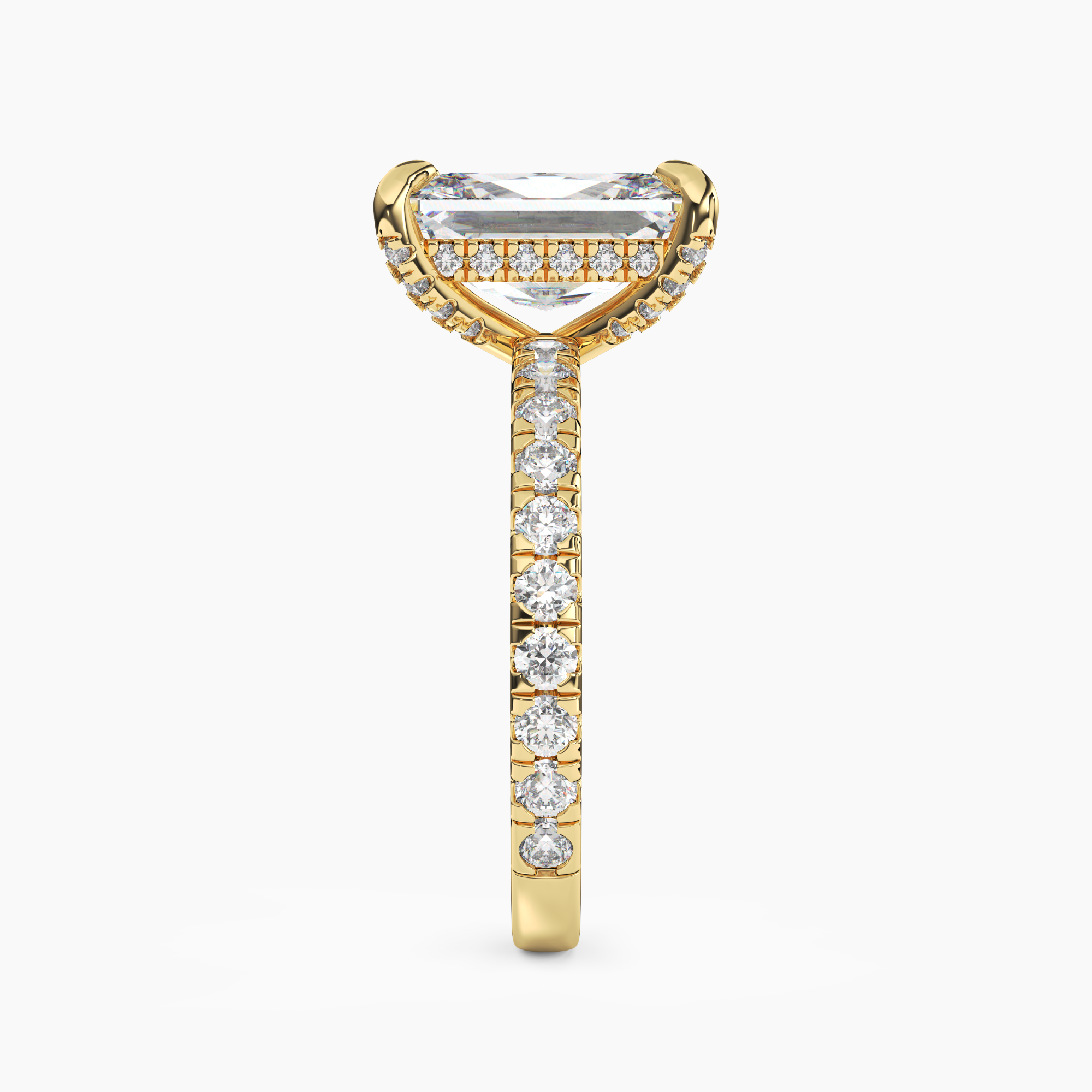 Breeze Radiant Hidden Halo 1 Carat Lab Grown Diamond Engagement Ring in 14K Yellow Gold