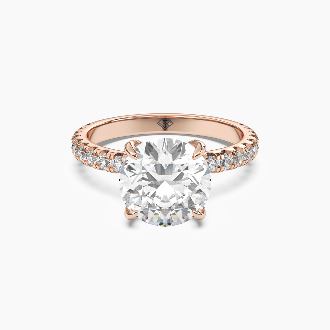 Breeze Round Hidden Halo 2 Carat Lab Grown Diamond Engagement Ring in 18K Rose Gold