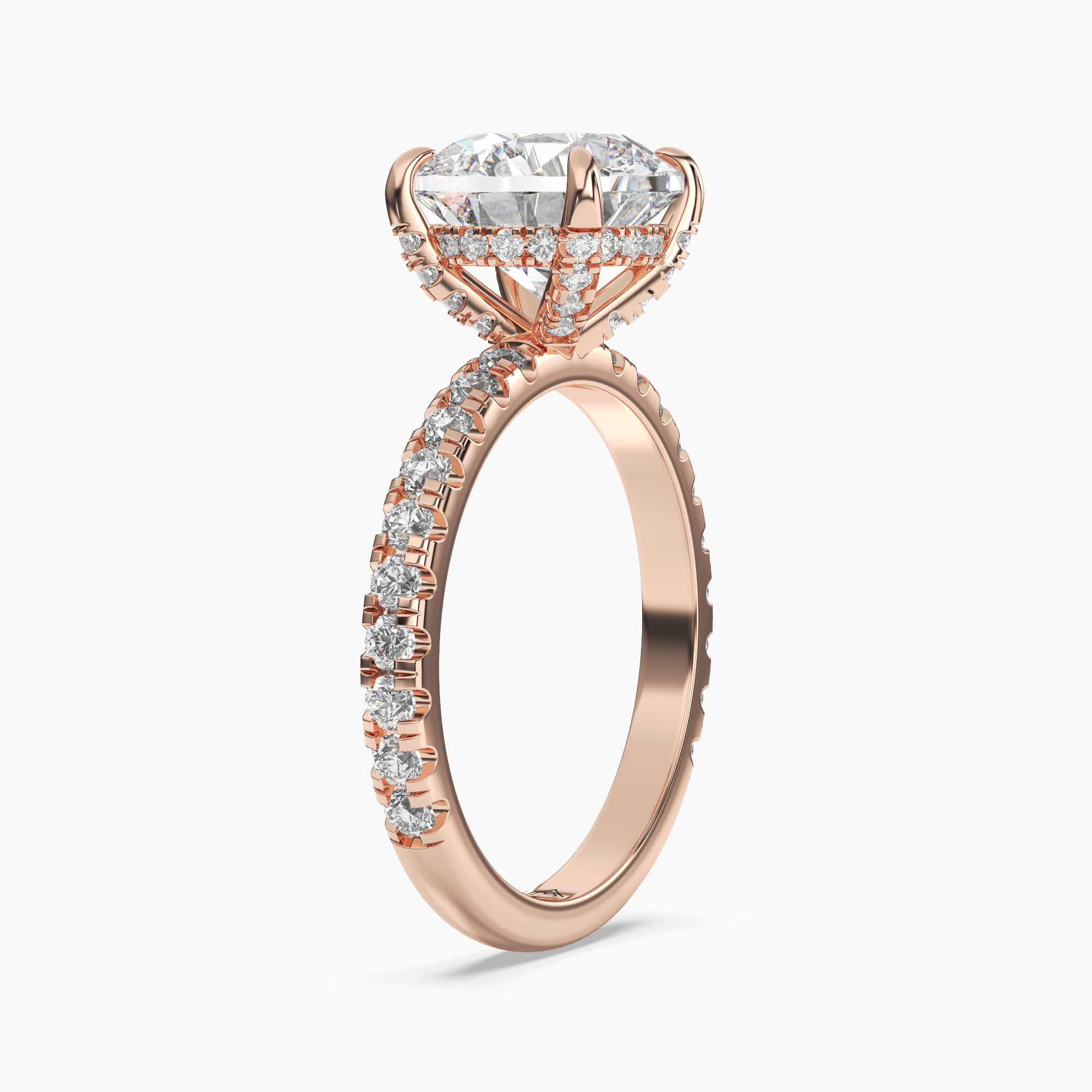 Breeze Round Hidden Halo 1 Carat Lab Grown Diamond Engagement Ring in 14K Yellow Gold