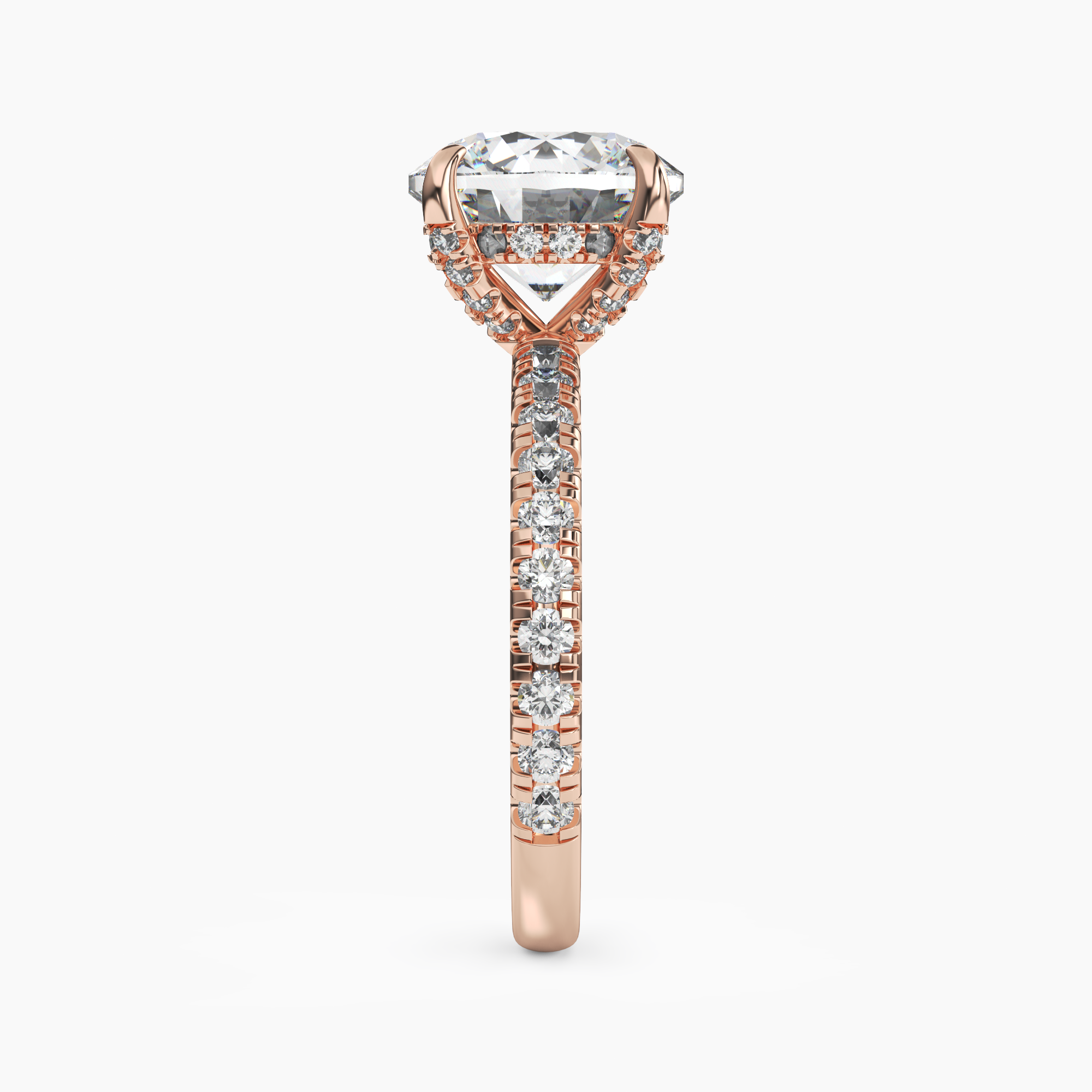 Breeze Round Hidden Halo 2 Carat Lab Grown Diamond Engagement Ring in 18K Rose Gold
