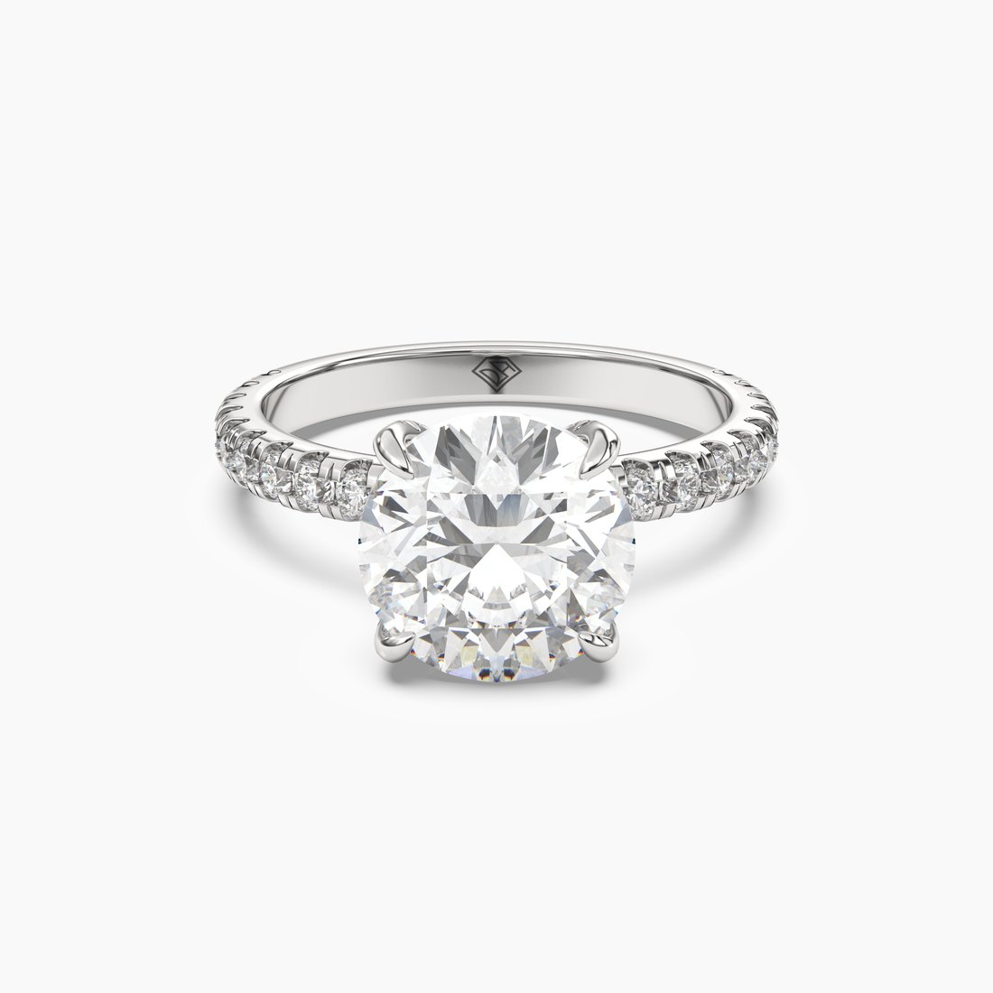 Breeze Round Hidden Halo 2 Carat Lab Grown Diamond Engagement Ring in 14K White Gold