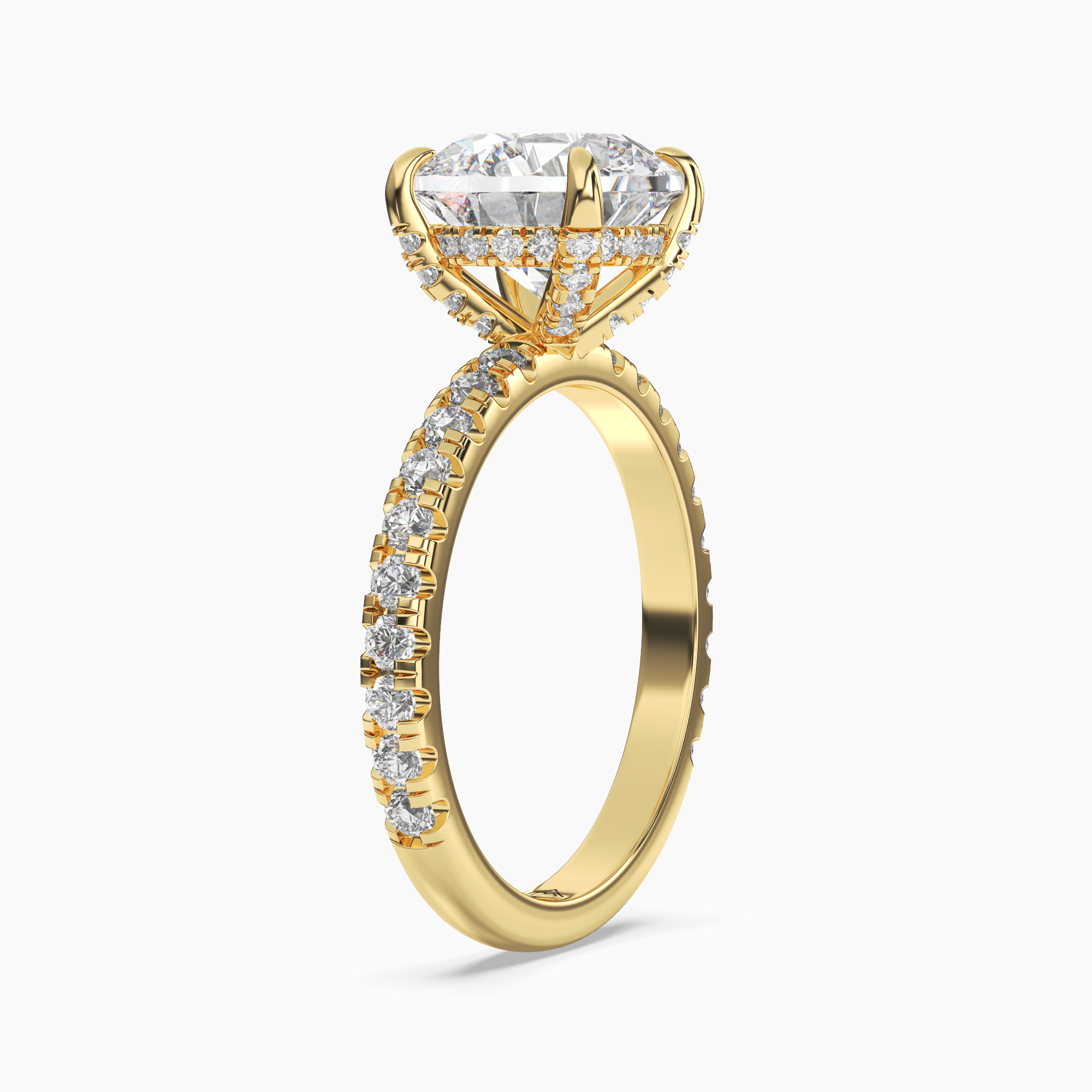 Breeze Round Hidden Halo 1 Carat Lab Grown Diamond Engagement Ring in 14K Yellow Gold