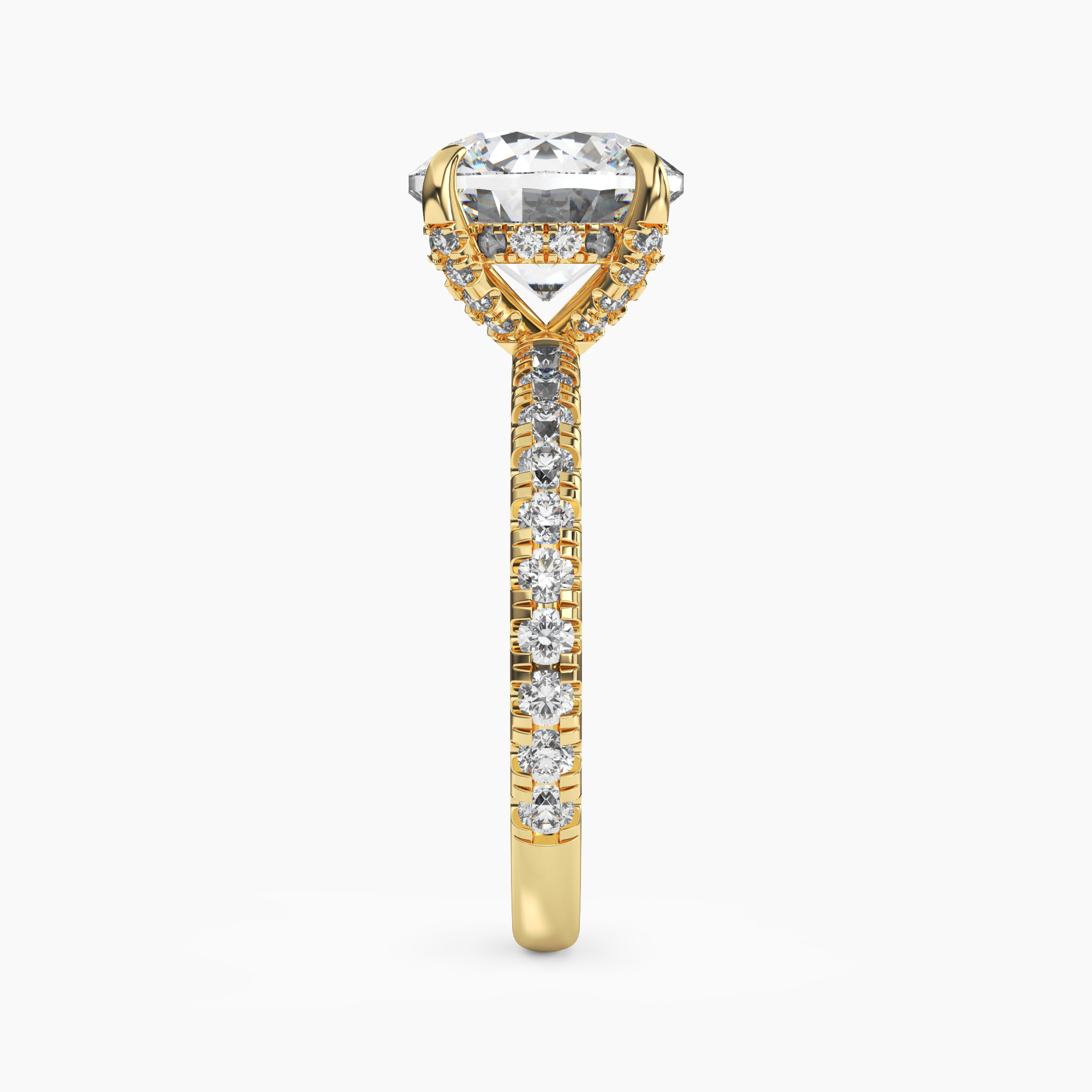 Breeze Round Hidden Halo 2 Carat Lab Grown Diamond Engagement Ring in 14K Yellow Gold