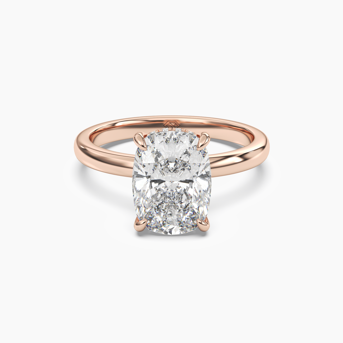 Lyric Cushion Hidden Halo 2.5 Carat Lab Grown Diamond Engagement Ring in 18K Yellow Gold