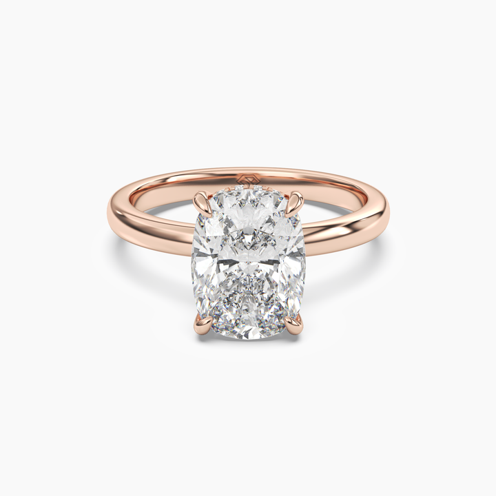 Lyric Cushion Hidden Halo 1 Carat Lab Grown Diamond Engagement Ring in 18K Rose Gold