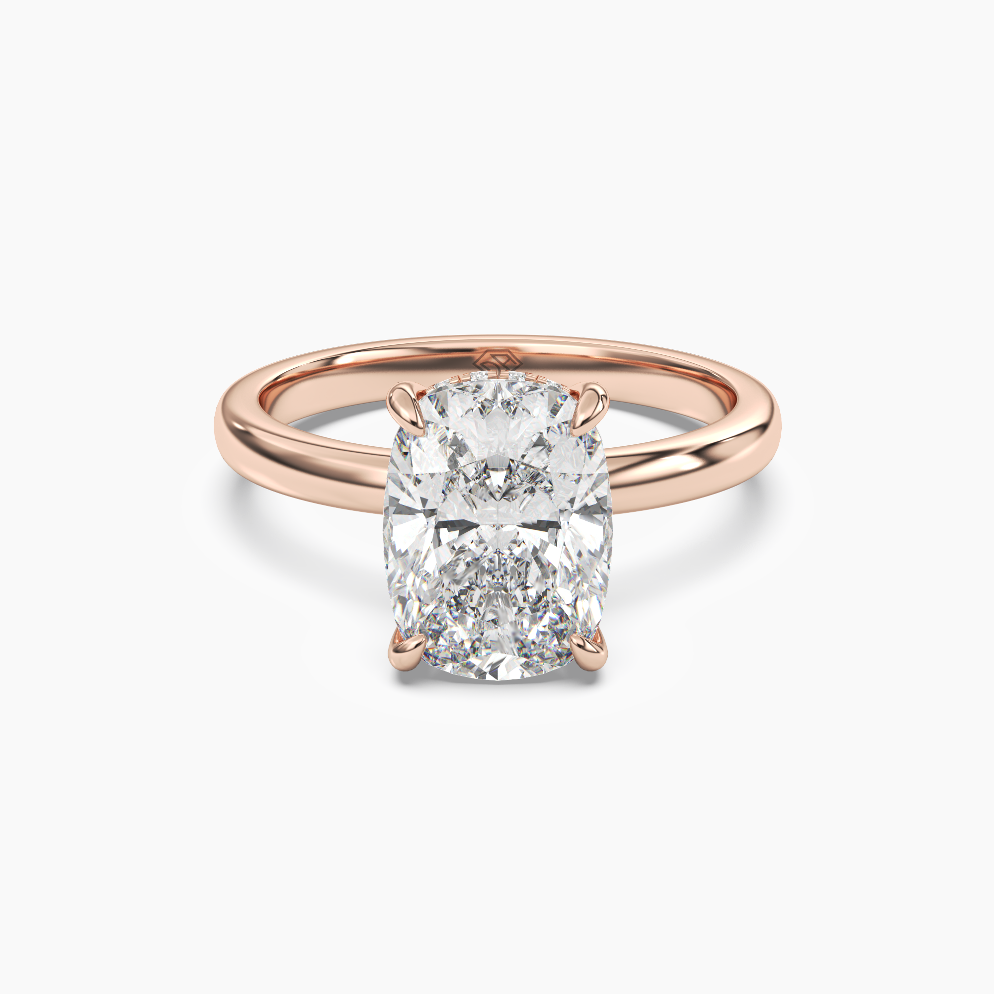 Lyric Cushion Hidden Halo 2.5 Carat Lab Grown Diamond Engagement Ring in 14K White Gold