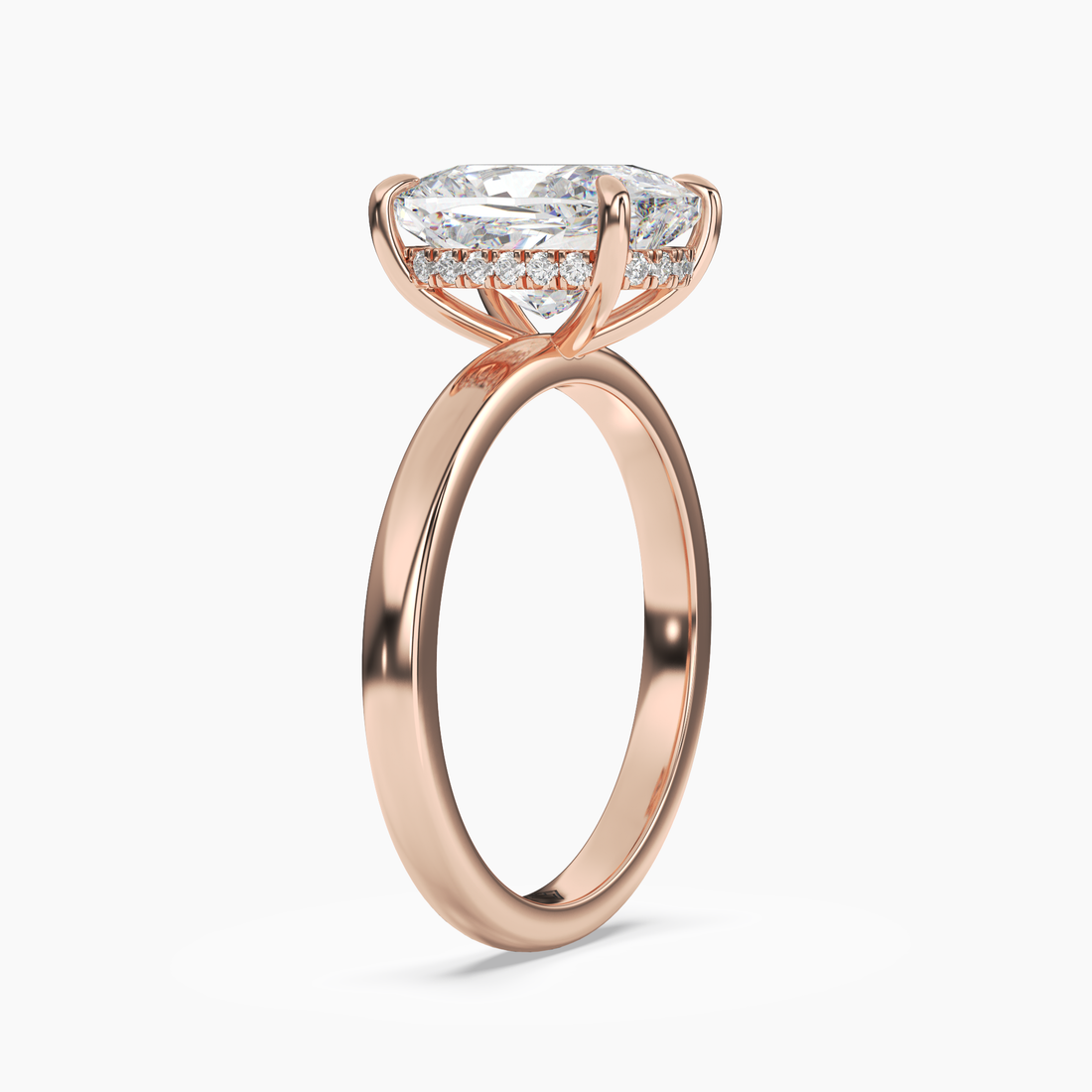 Lyric Cushion Hidden Halo 2.5 Carat Lab Grown Diamond Engagement Ring in 18K White Gold