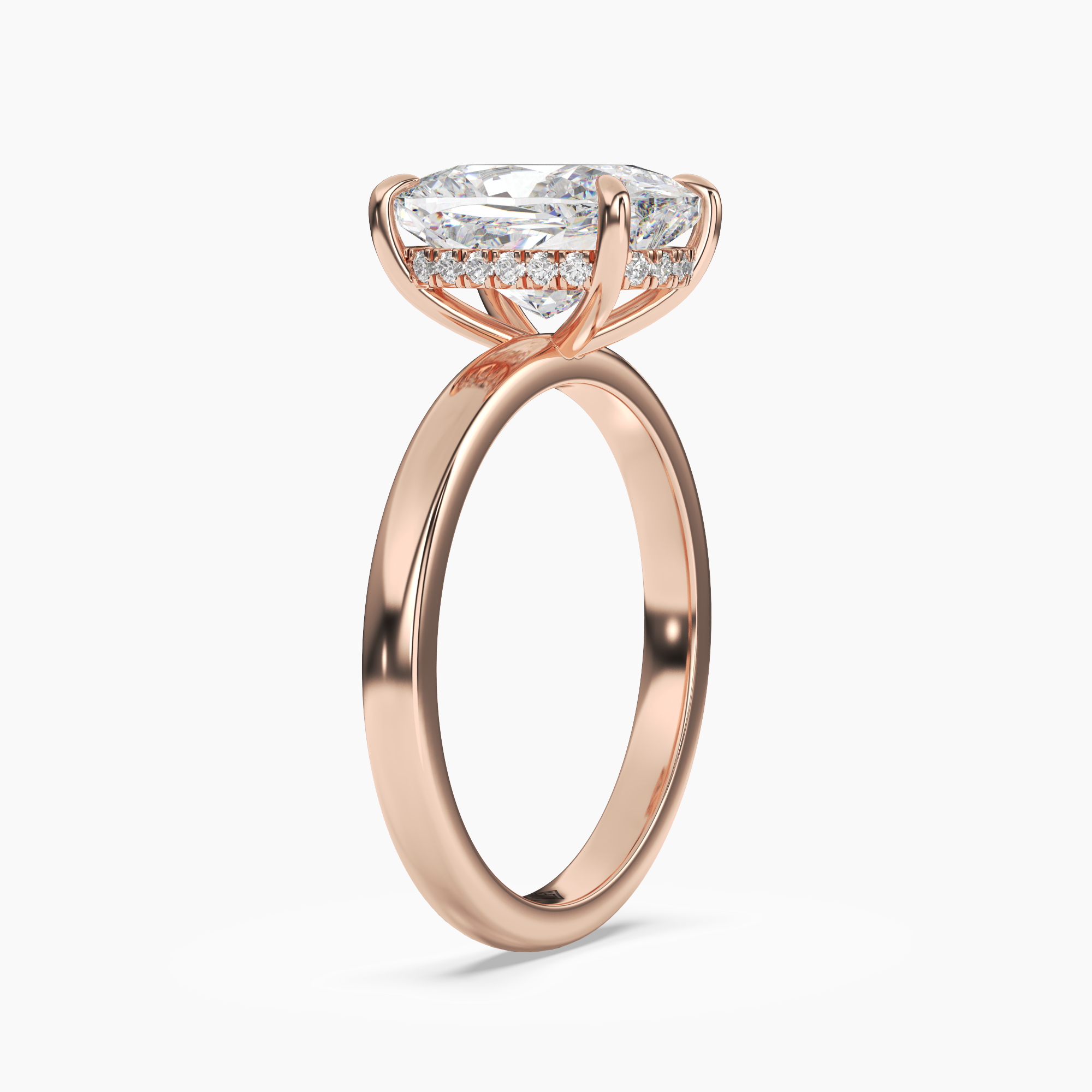 Lyric Cushion Hidden Halo 2.5 Carat Lab Grown Diamond Engagement Ring in 18K Yellow Gold