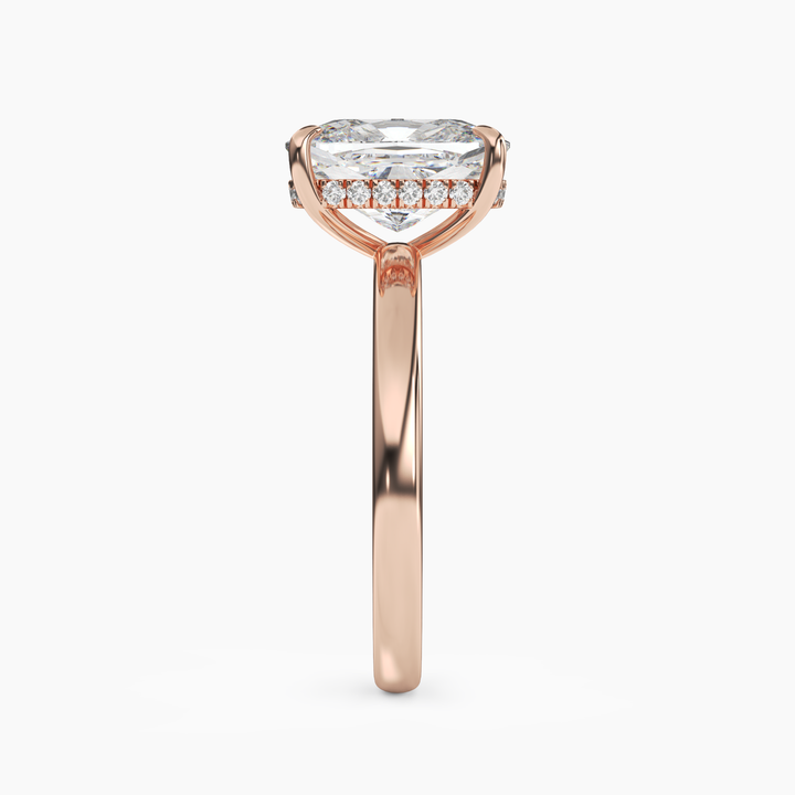 Lyric Cushion Hidden Halo 3 Carat Lab Grown Diamond Engagement Ring in 14K White Gold