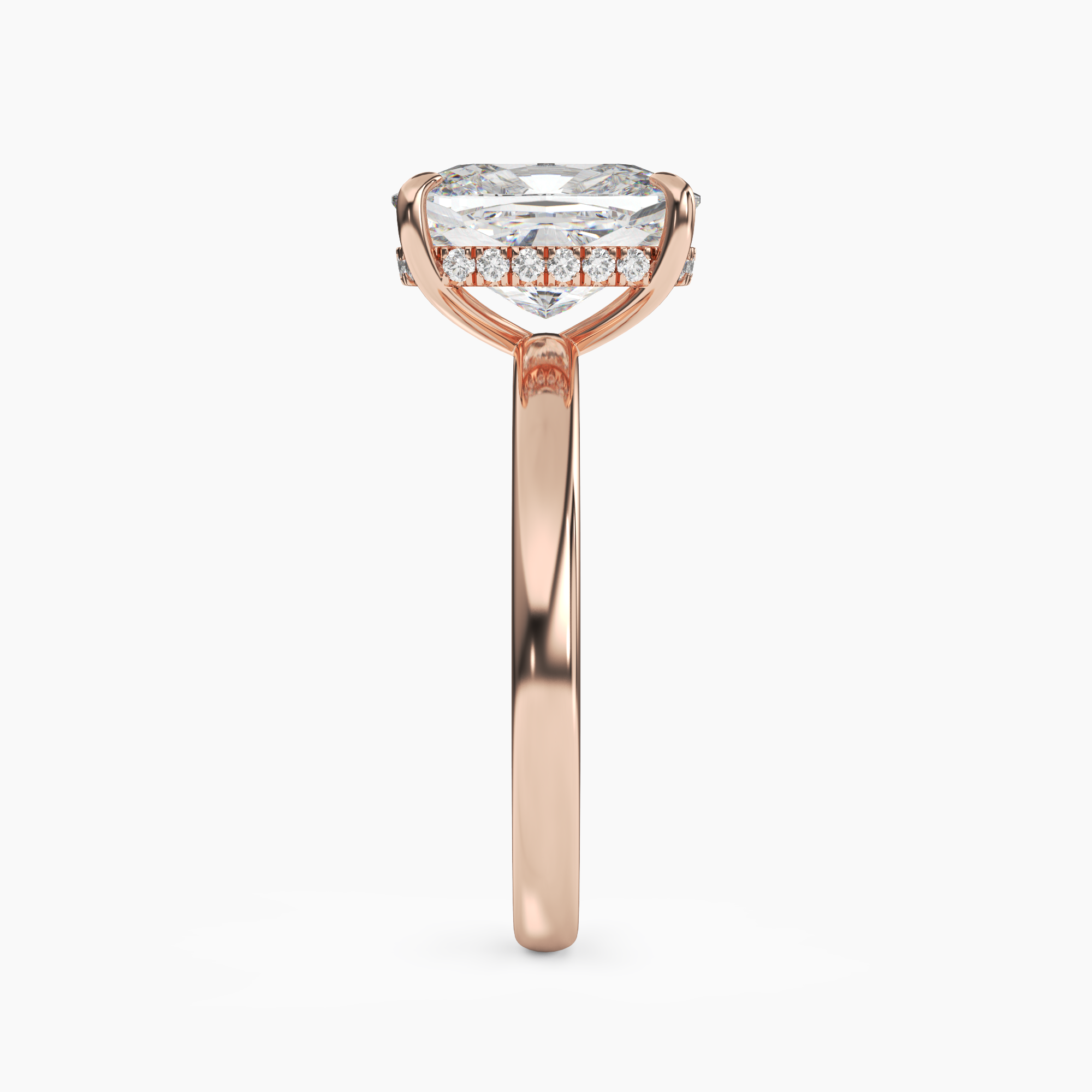 Lyric Cushion Hidden Halo 1.5 Carat Lab Grown Diamond Engagement Ring in 14K Rose Gold