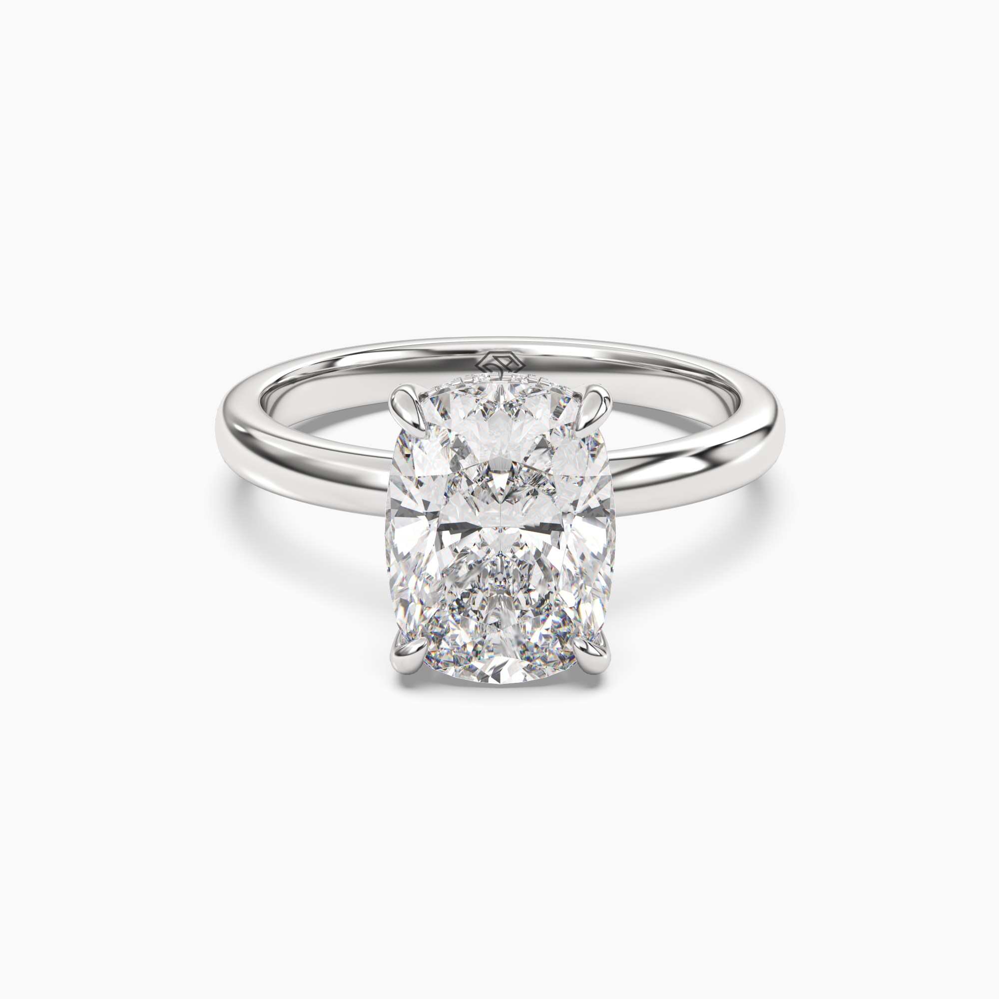 Lyric Cushion Hidden Halo 1.5 Carat Lab Grown Diamond Engagement Ring in 18K White Gold