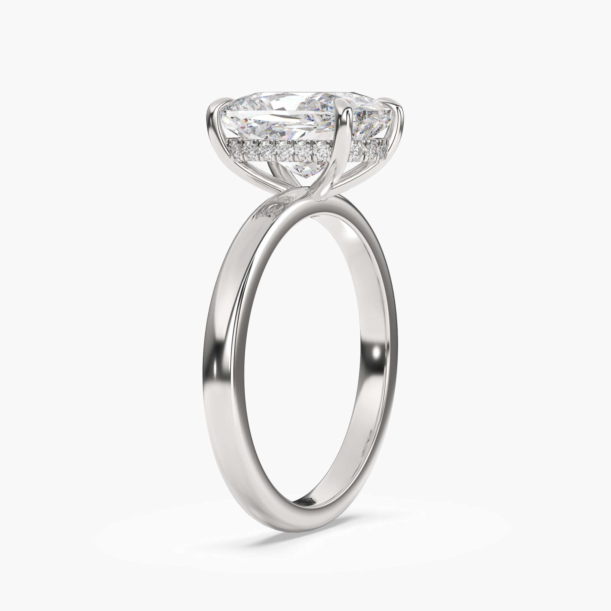 Lyric Cushion Hidden Halo 3 Carat Lab Grown Diamond Engagement Ring in 18K Rose Gold