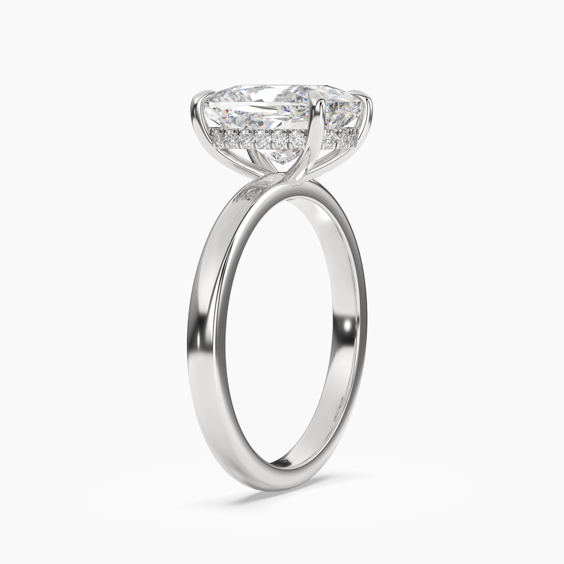Lyric Cushion Hidden Halo 2.5 Carat Lab Grown Diamond Engagement Ring in 14K White Gold