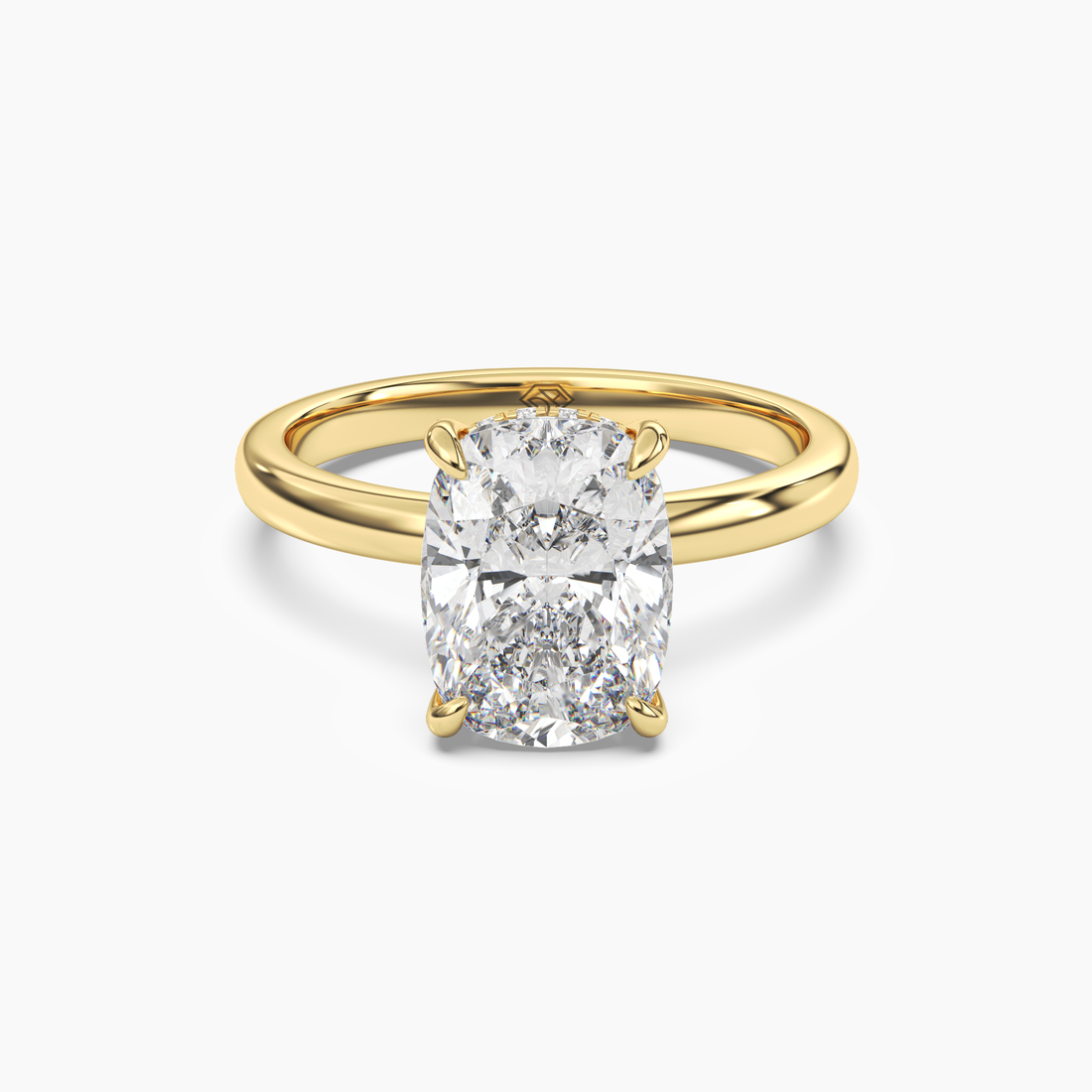 Lyric Cushion Hidden Halo 2.5 Carat Lab Grown Diamond Engagement Ring in 18K White Gold