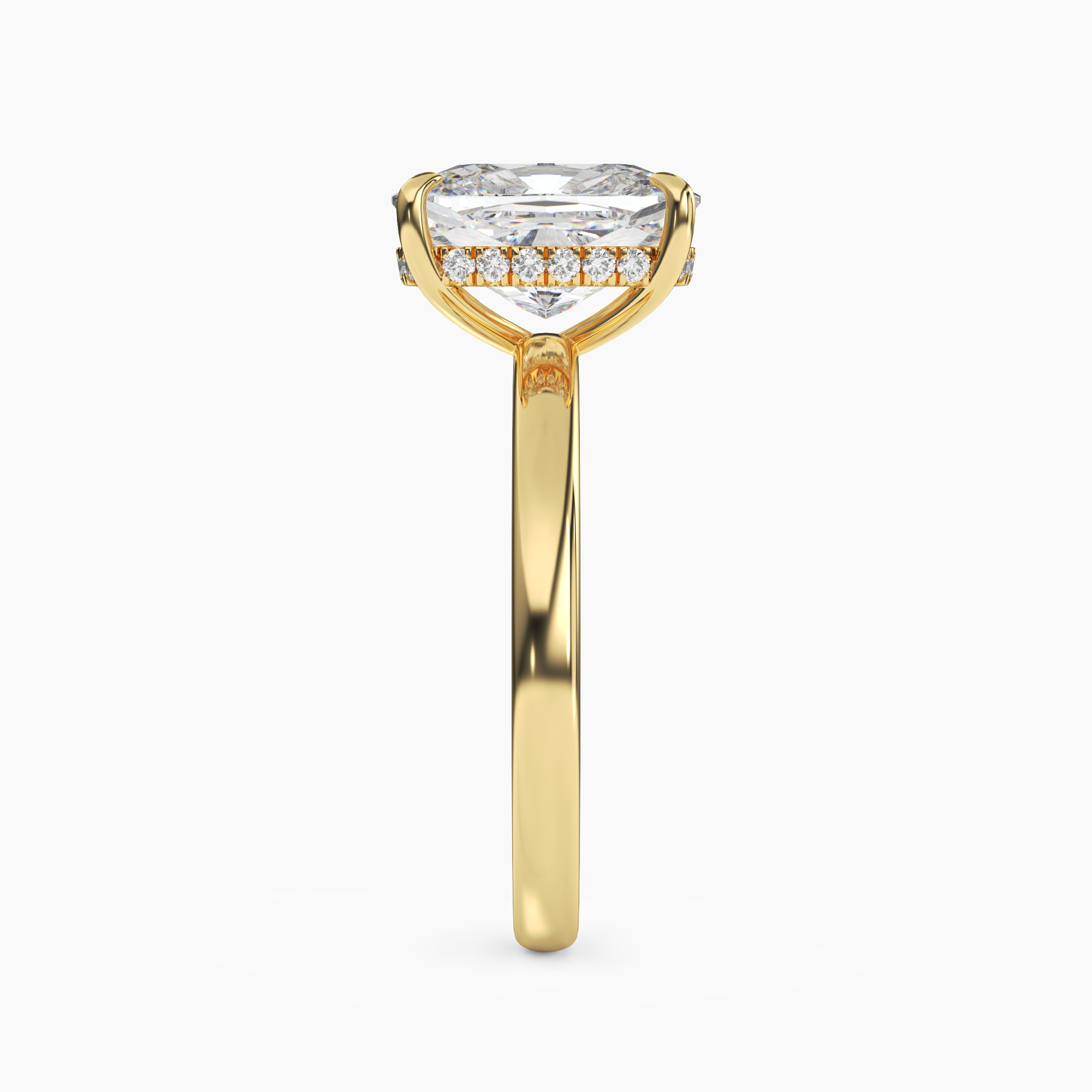 Lyric Cushion Hidden Halo 2.5 Carat Lab Grown Diamond Engagement Ring in 18K White Gold