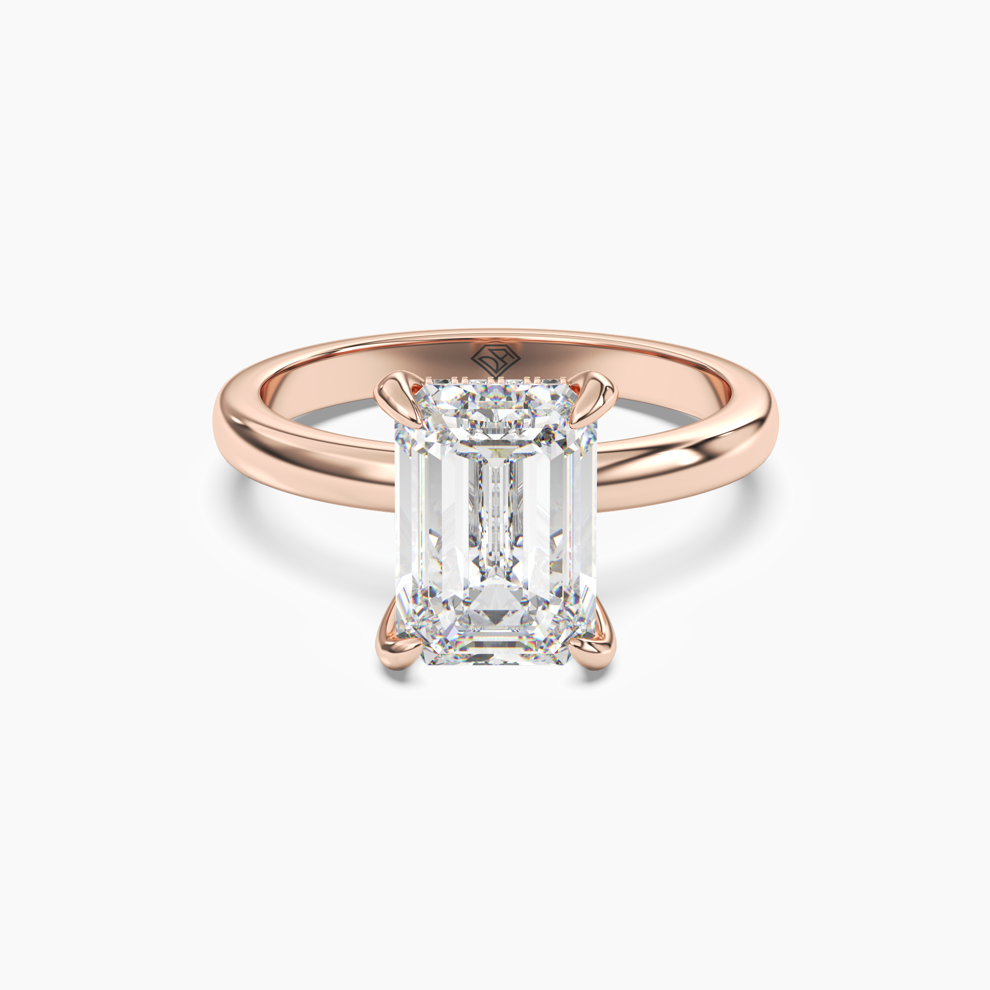 Lyric Emerald Hidden Halo 2.5 Carat Lab Grown Diamond Engagement Ring in 14K Rose Gold
