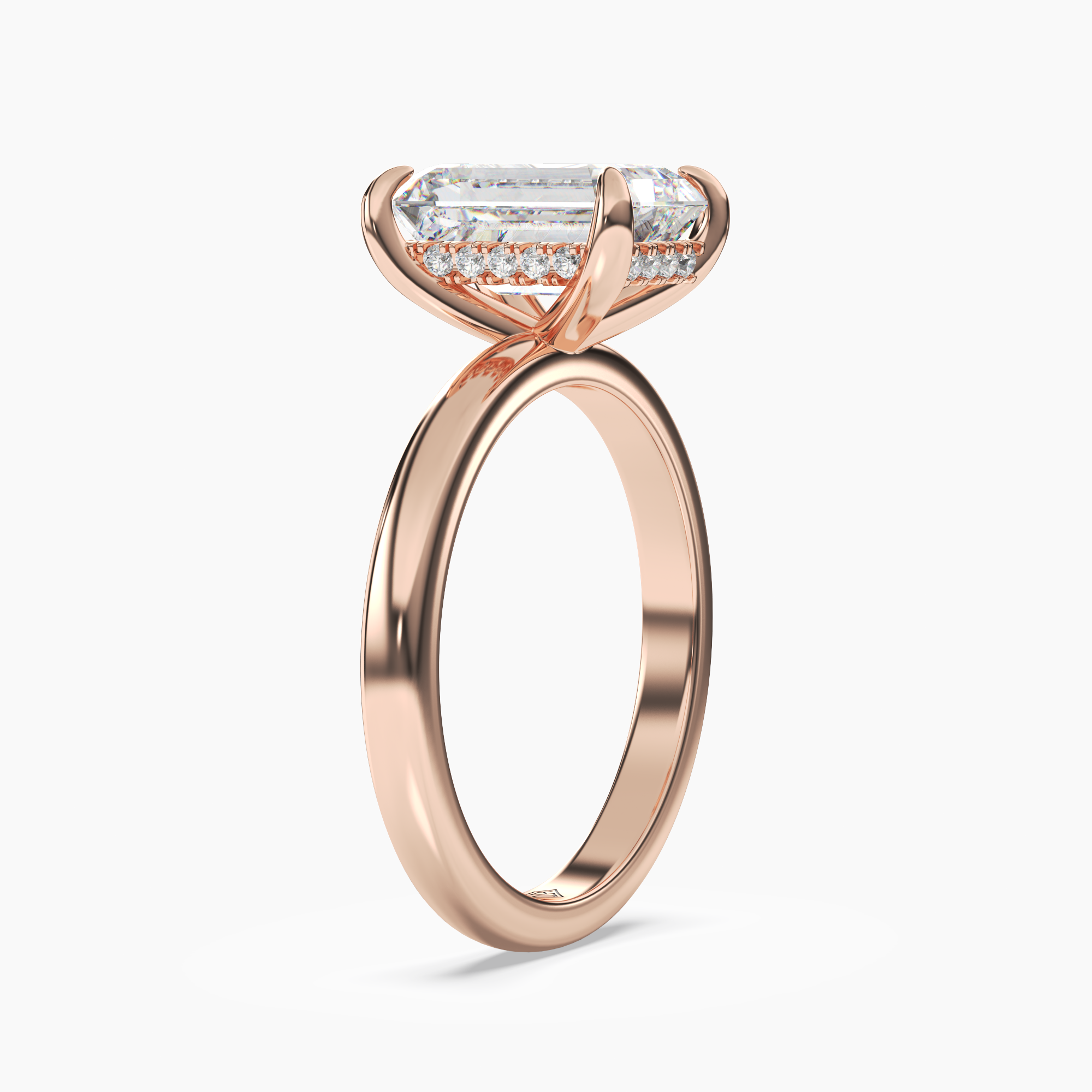 Lyric Emerald Hidden Halo 2 Carat Lab Grown Diamond Engagement Ring in 14K White Gold