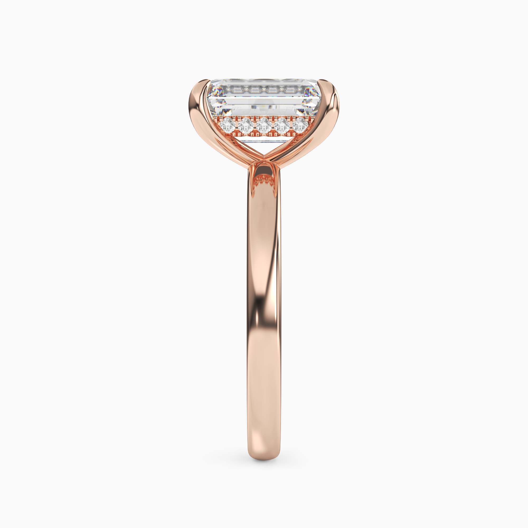 Lyric Emerald Hidden Halo 1 Carat Lab Grown Diamond Engagement Ring in 14K Rose Gold