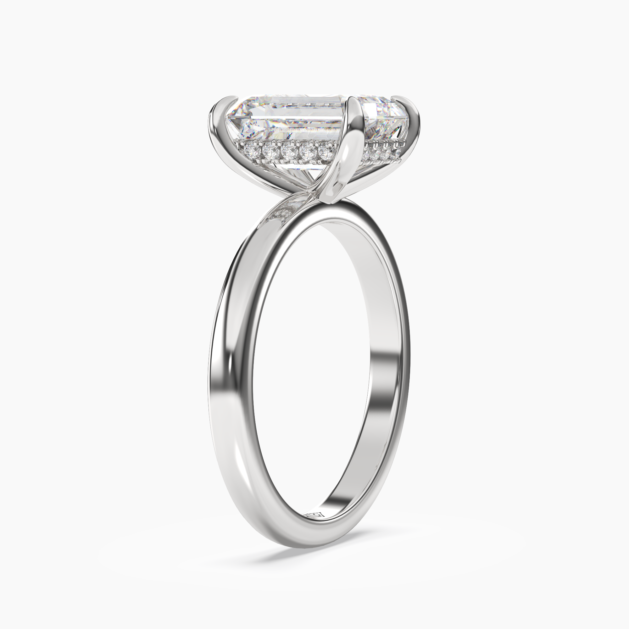 Lyric Emerald Hidden Halo 1 Carat Lab Grown Diamond Engagement Ring in 14K Rose Gold