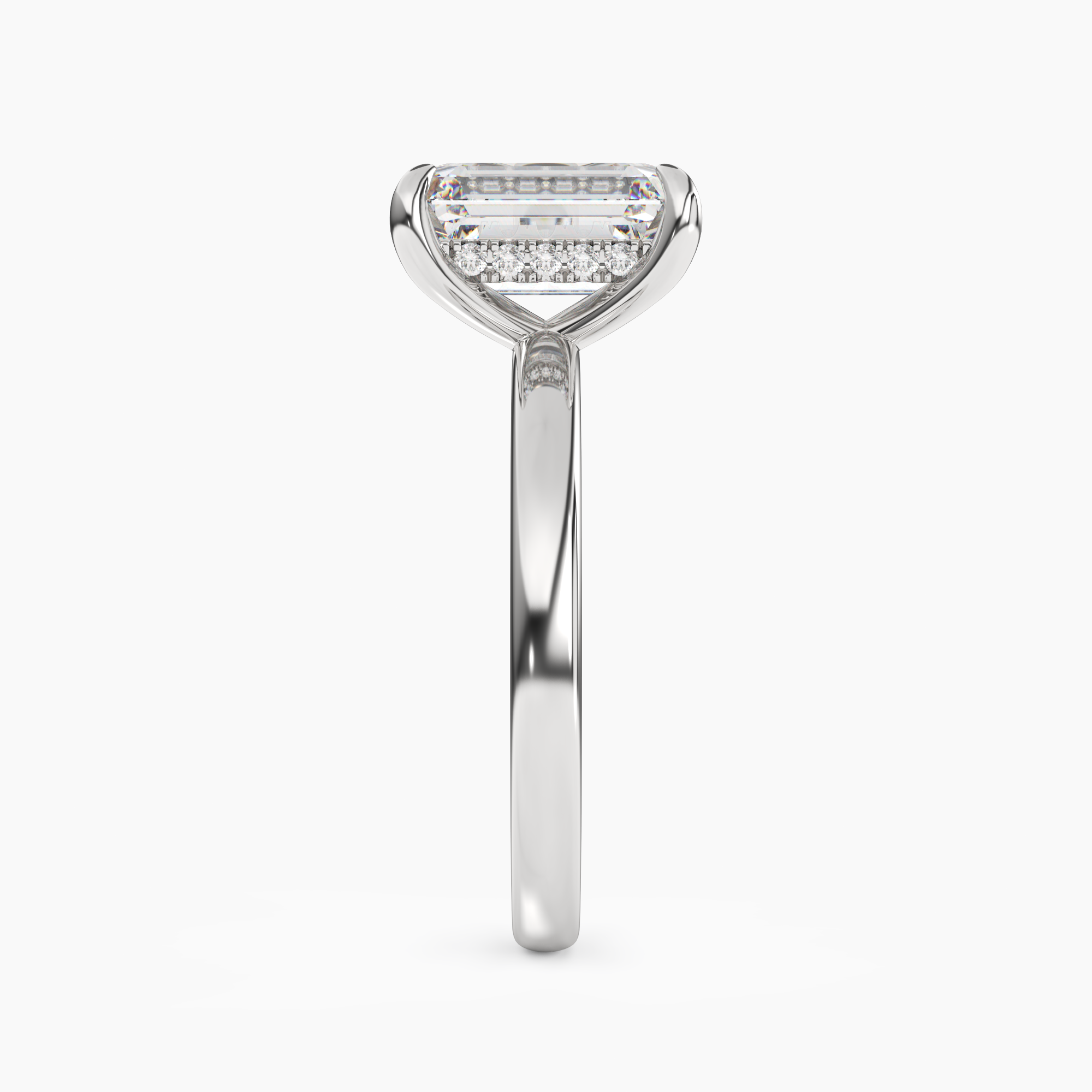 Lyric Emerald Hidden Halo 3 Carat Lab Grown Diamond Engagement Ring in 18K White Gold