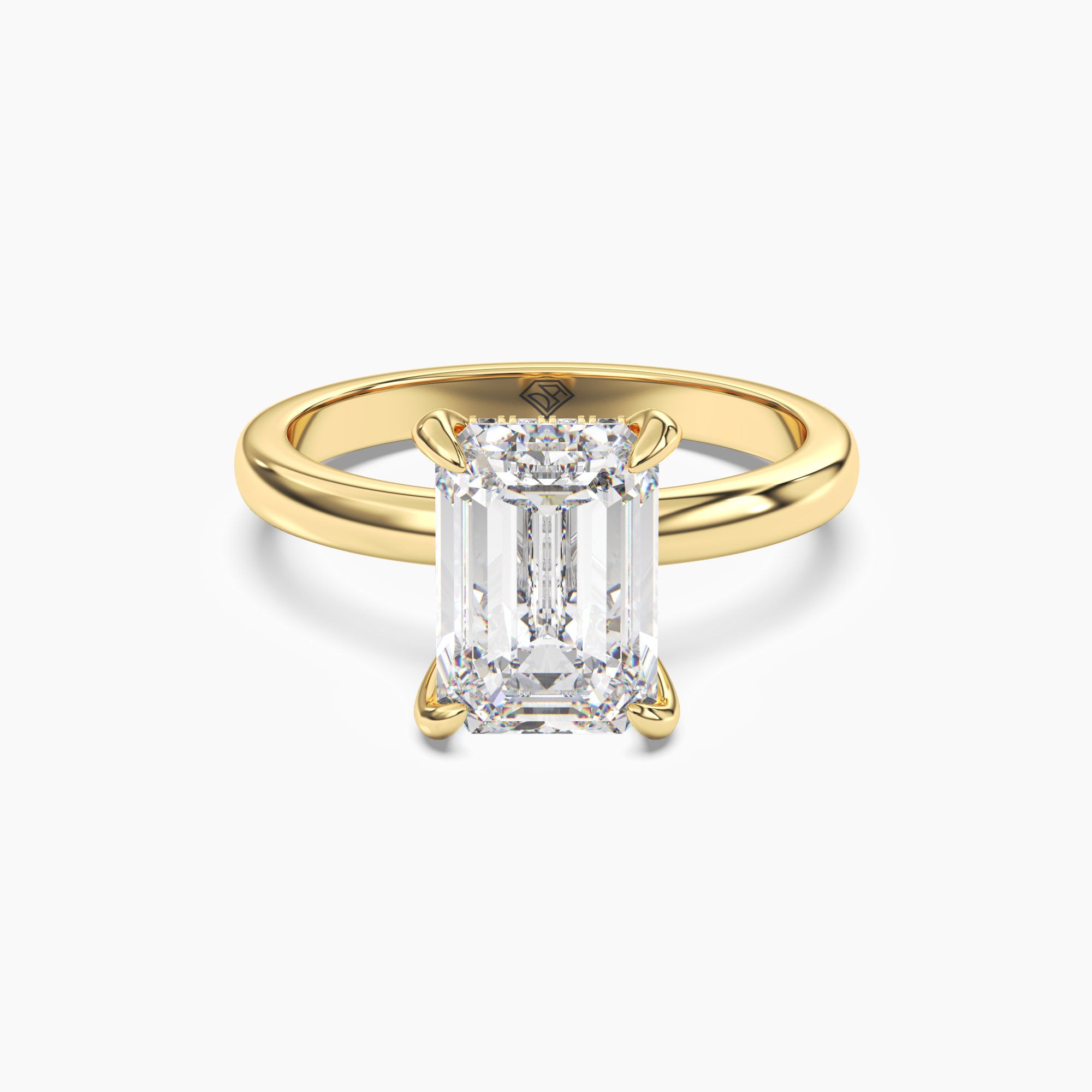 Lyric Emerald Hidden Halo 2.5 Carat Lab Grown Diamond Engagement Ring in 18K White Gold