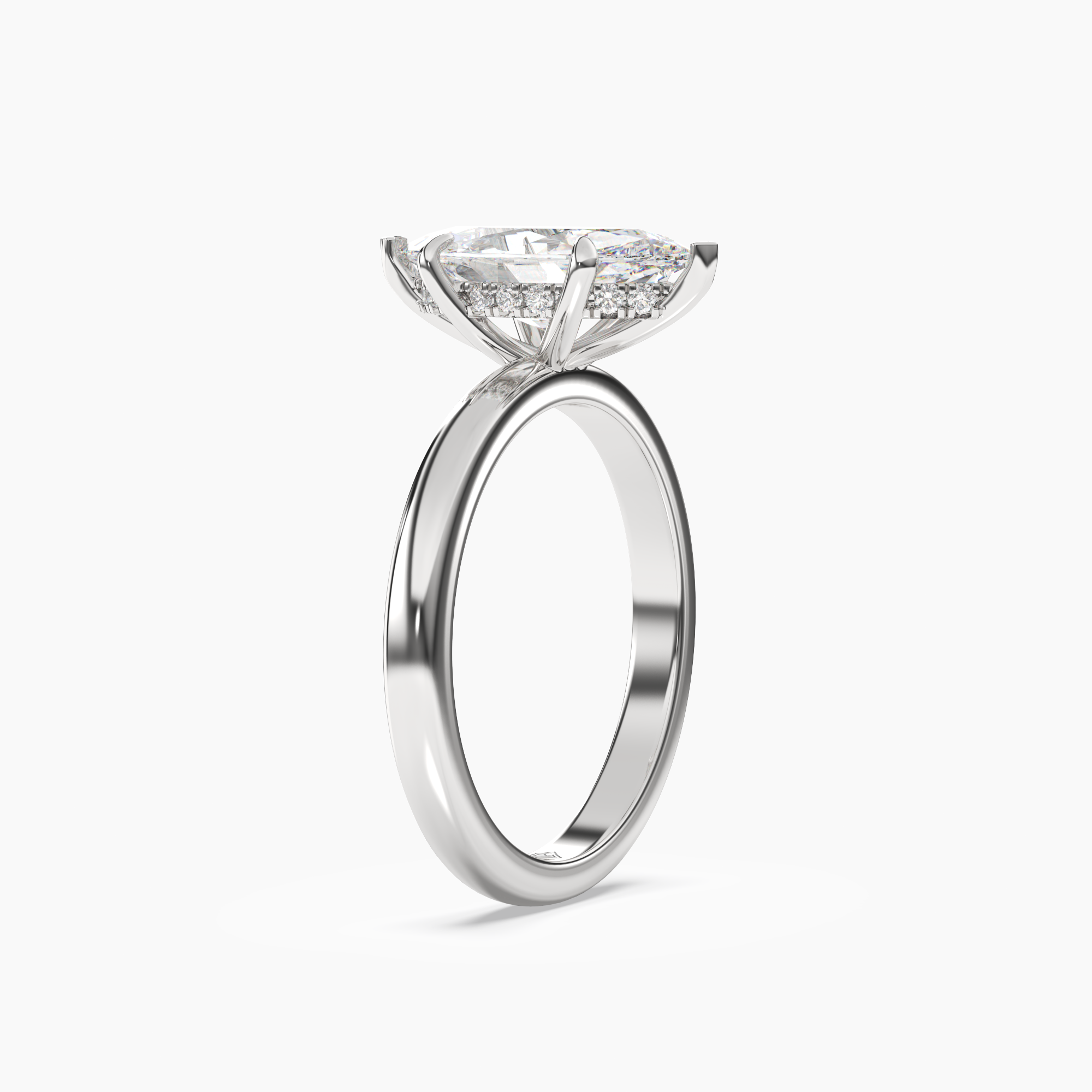 Lyric Marquise Hidden Halo Diamond Ring Setting in 18K Yellow Gold