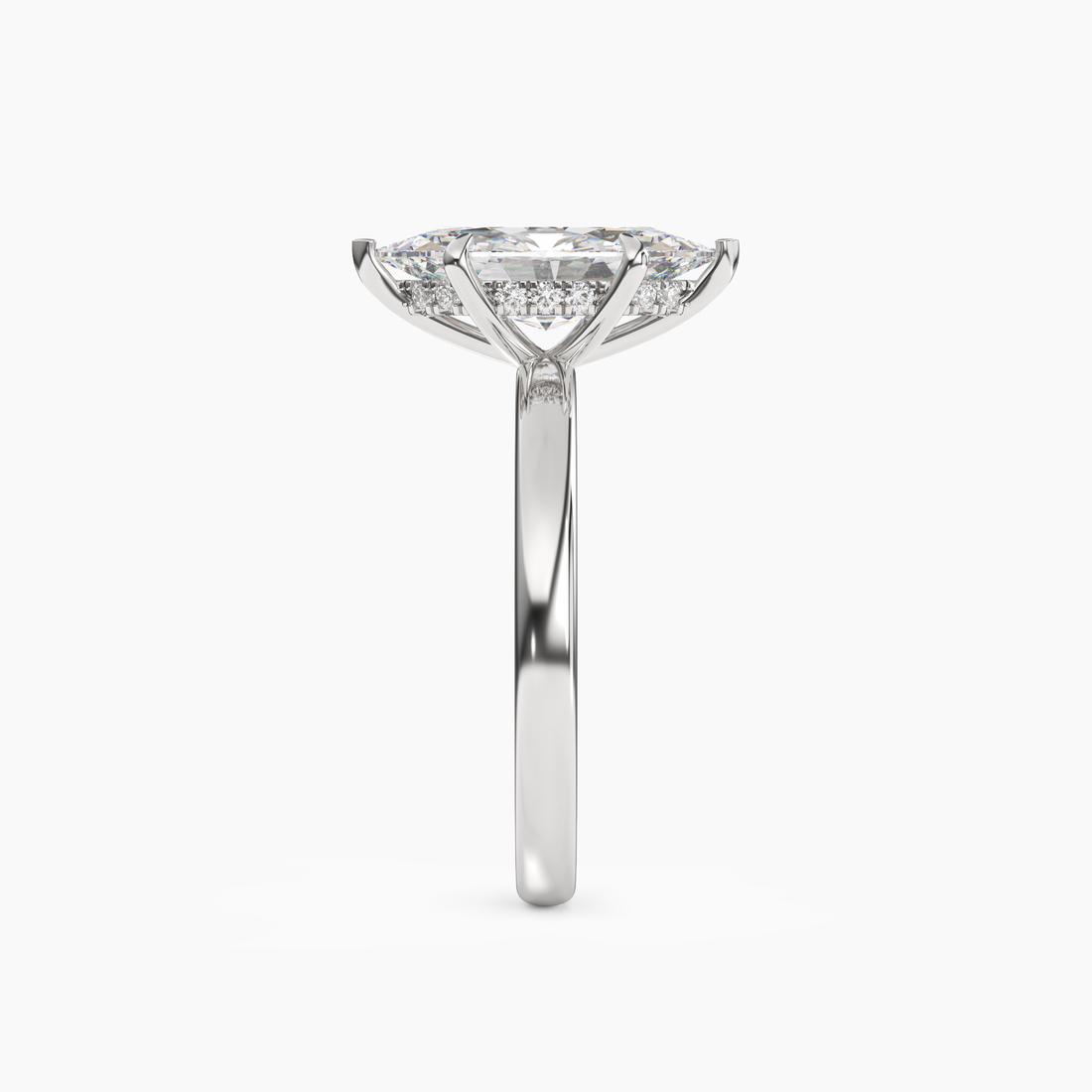 Lyric Marquise Hidden Halo 2 Carat Lab Grown Diamond Engagement Ring in 18K White Gold