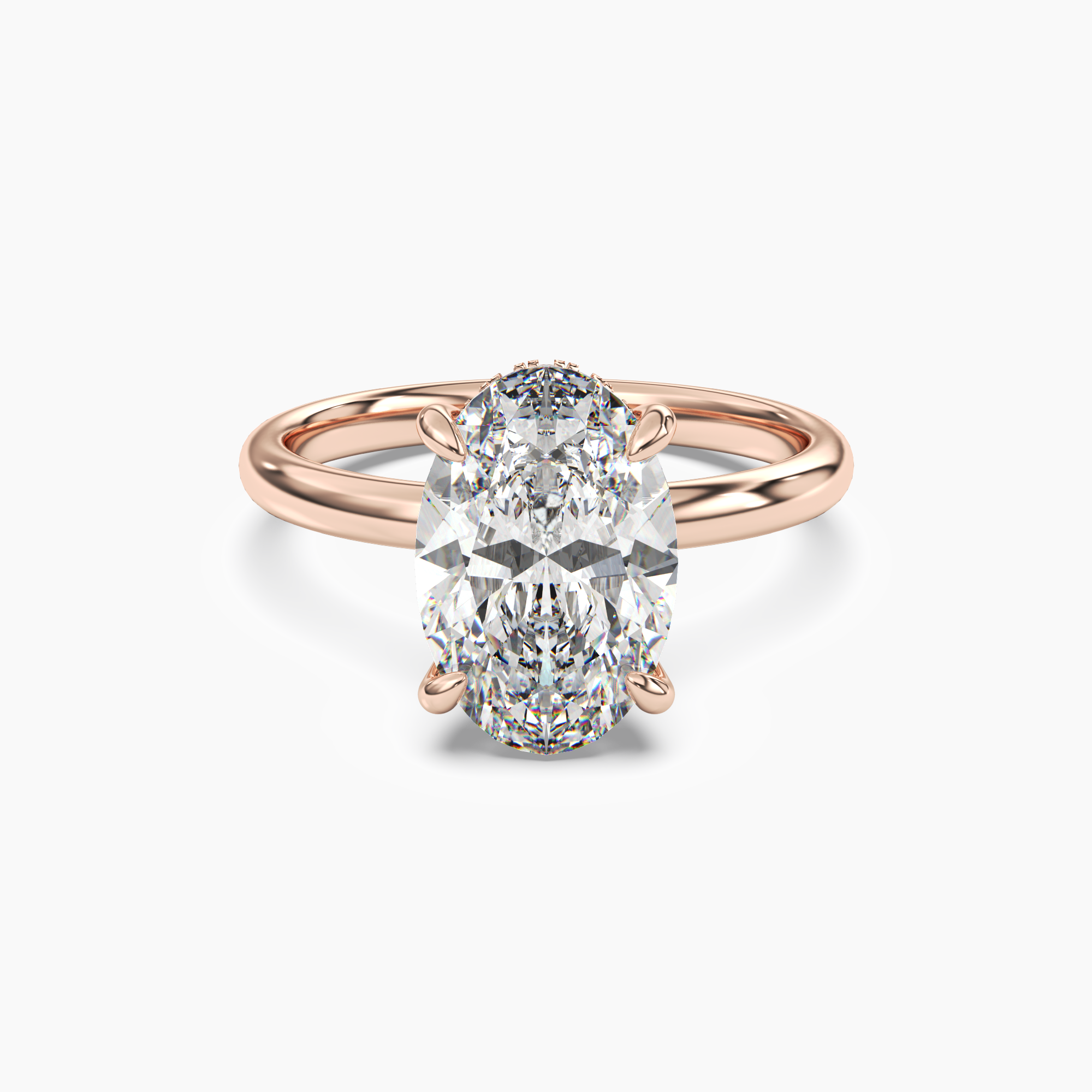Lyric Oval Hidden Halo 1 Carat Lab Grown Diamond Engagement Ring in 14K Yellow Gold