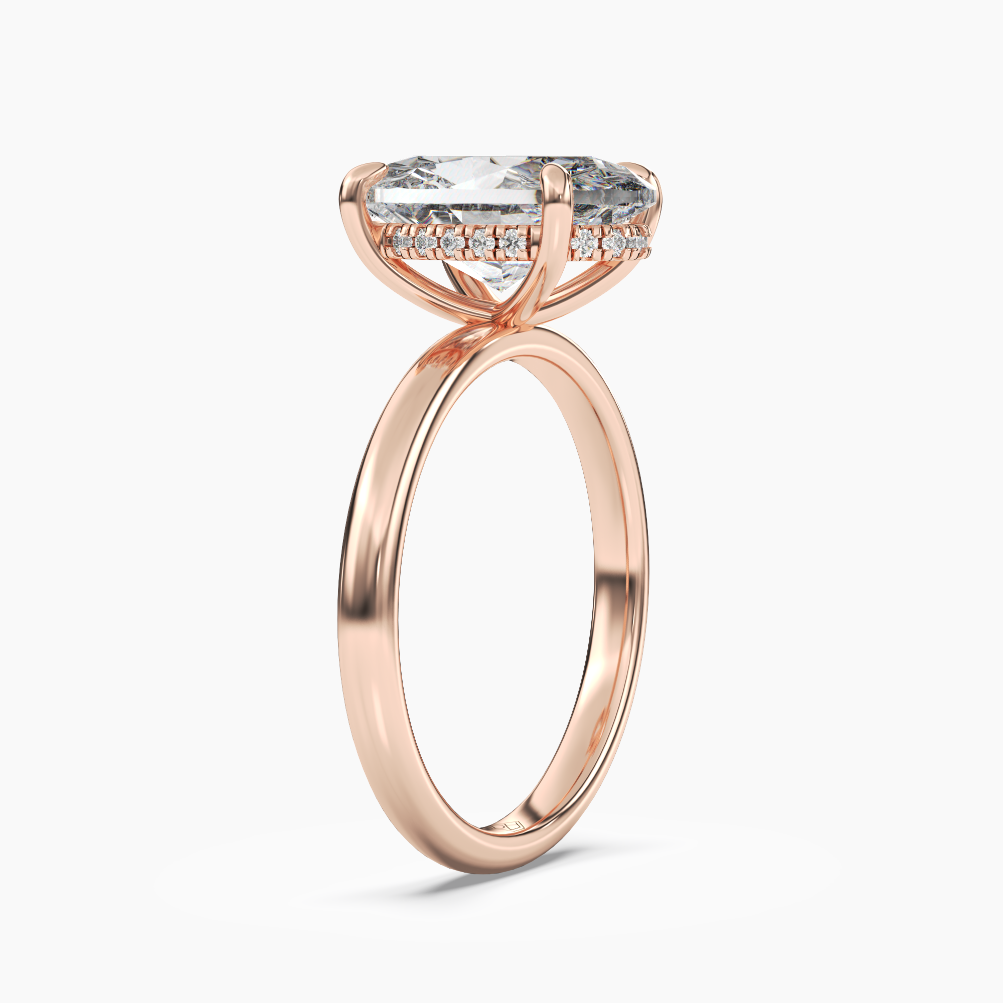 Lyric Oval Hidden Halo Diamond Ring Setting in 18K Yellow Gold