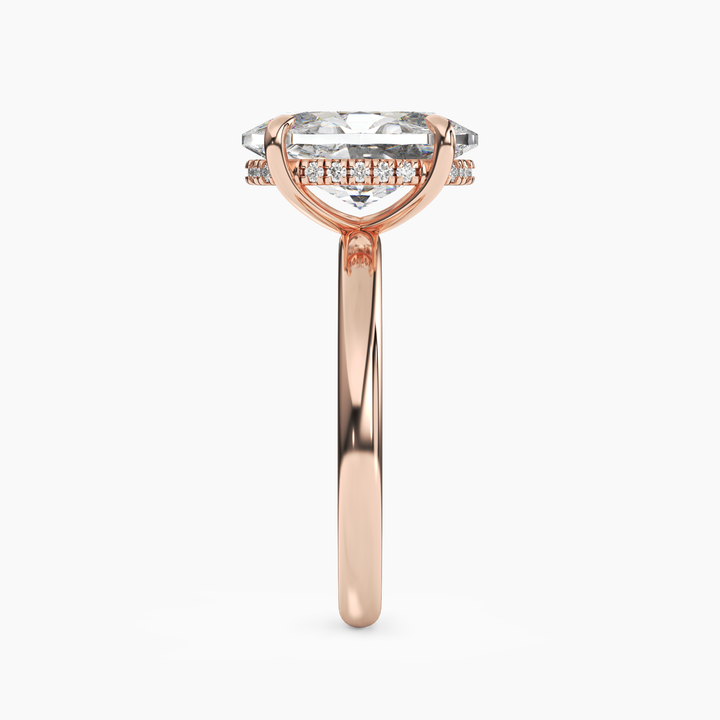Lyric Oval Hidden Halo 3 Carat Lab Grown Diamond Engagement Ring in 18K Yellow Gold