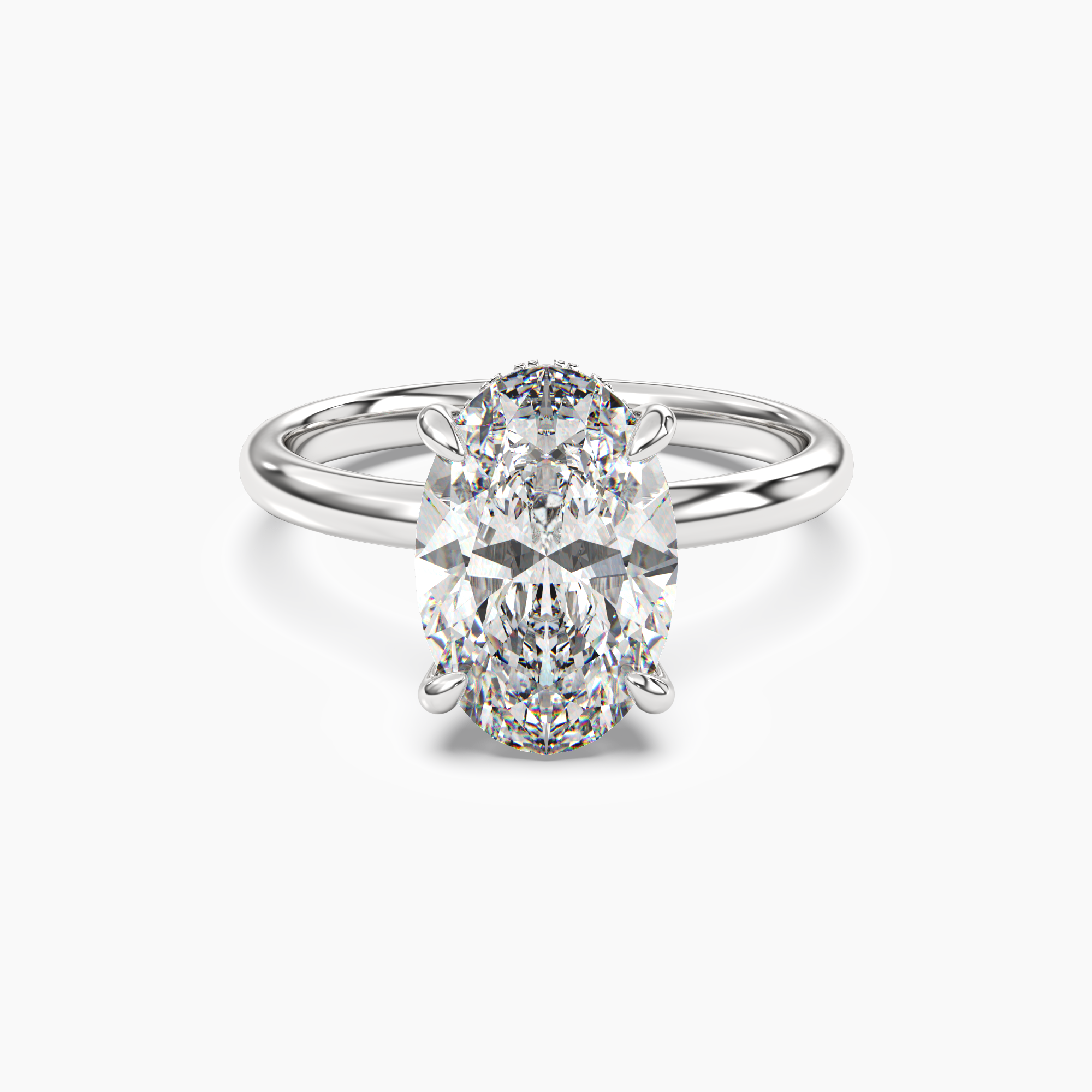 Lyric Oval Hidden Halo 1 Carat Lab Grown Diamond Engagement Ring in 14K Yellow Gold