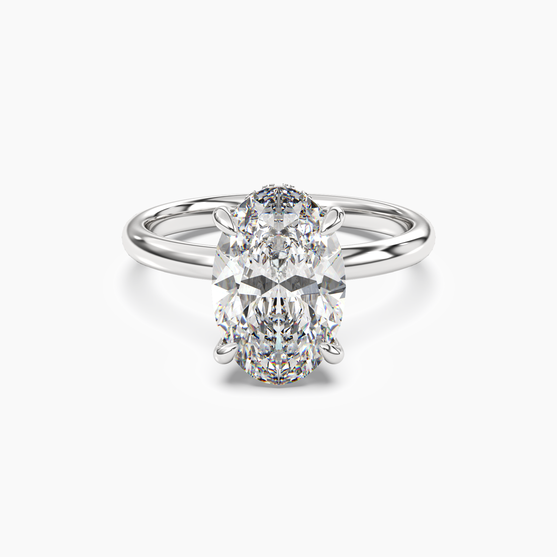 Lyric Oval Hidden Halo Diamond Ring Setting in 14K White Gold