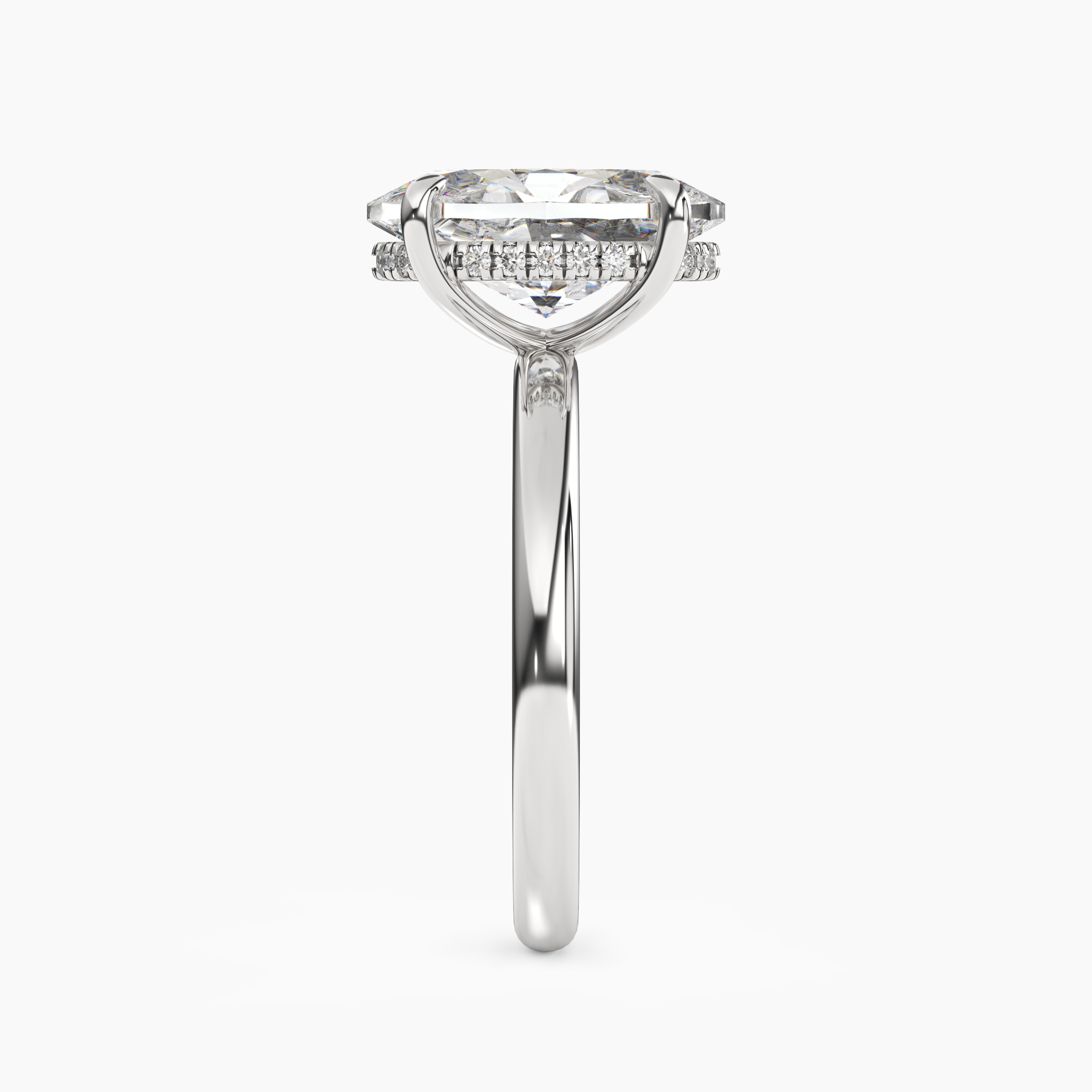Lyric Oval Hidden Halo 2 Carat Lab Grown Diamond Engagement Ring in 18K White Gold