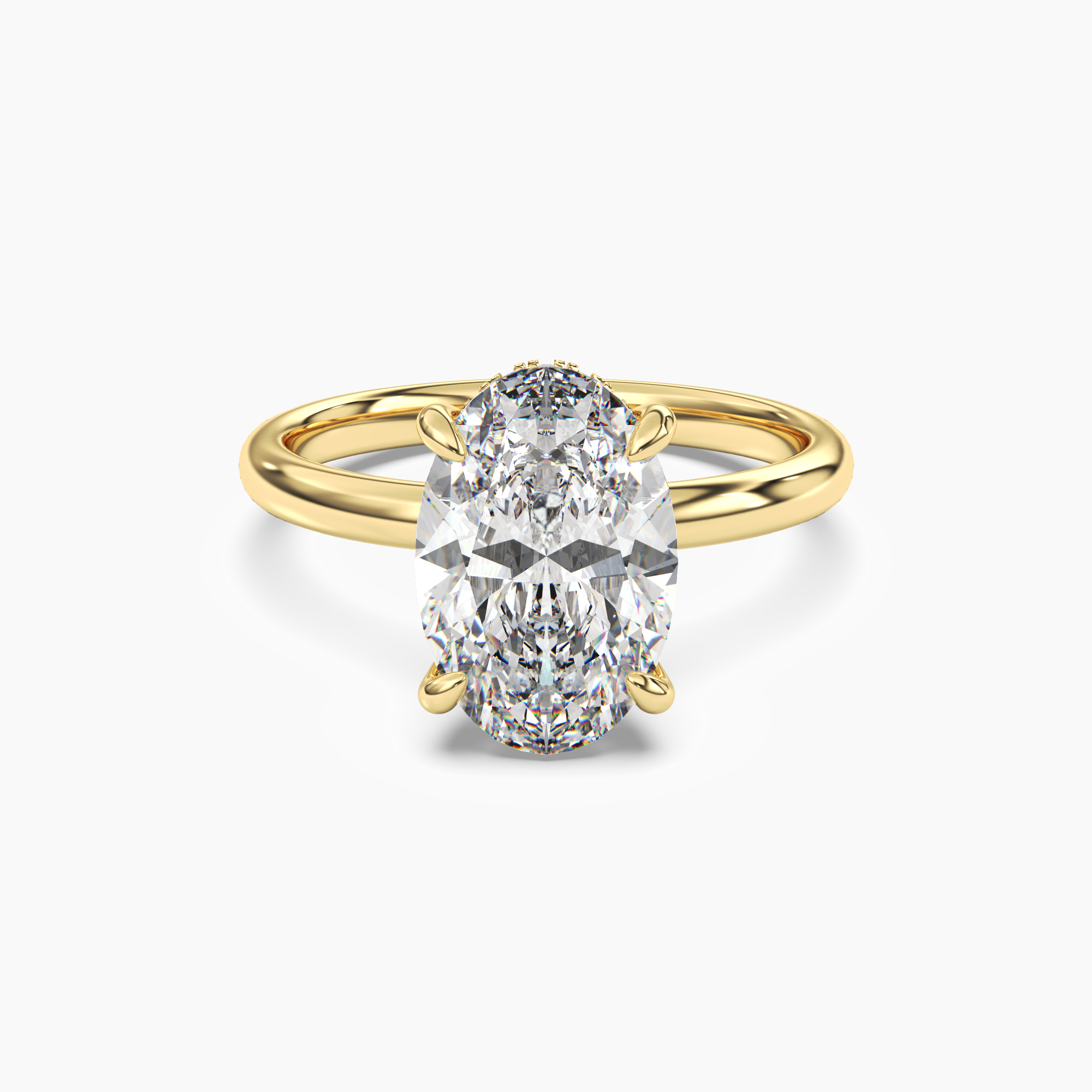 Lyric Oval Hidden Halo Diamond Ring Setting in 14K Yellow Gold