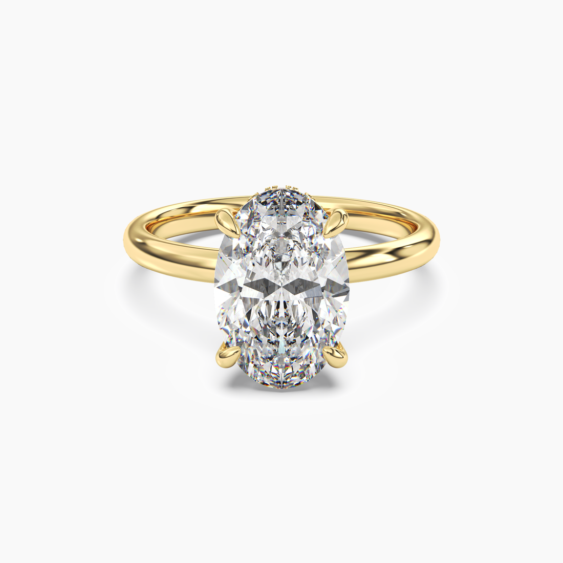 Lyric Oval Hidden Halo 1 Carat Lab Grown Diamond Engagement Ring in 18K Yellow Gold