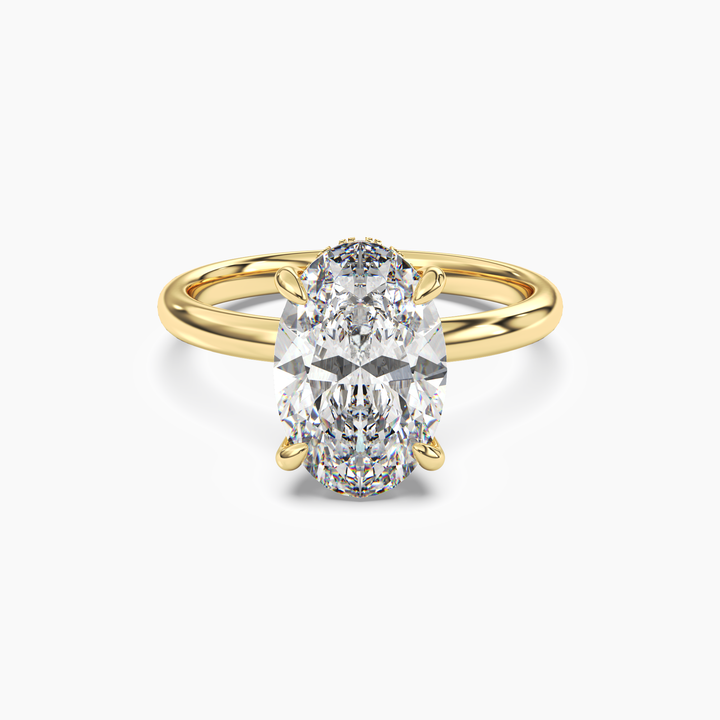 Lyric Oval Hidden Halo 1 Carat Lab Grown Diamond Engagement Ring in 18K Yellow Gold