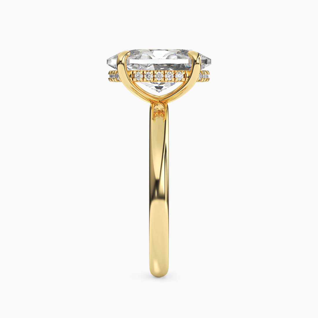 Lyric Oval Hidden Halo 1 Carat Lab Grown Diamond Engagement Ring in 18K Yellow Gold
